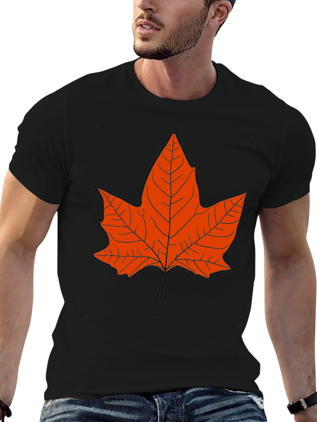 Maple Leaf Graphic Tee - Black