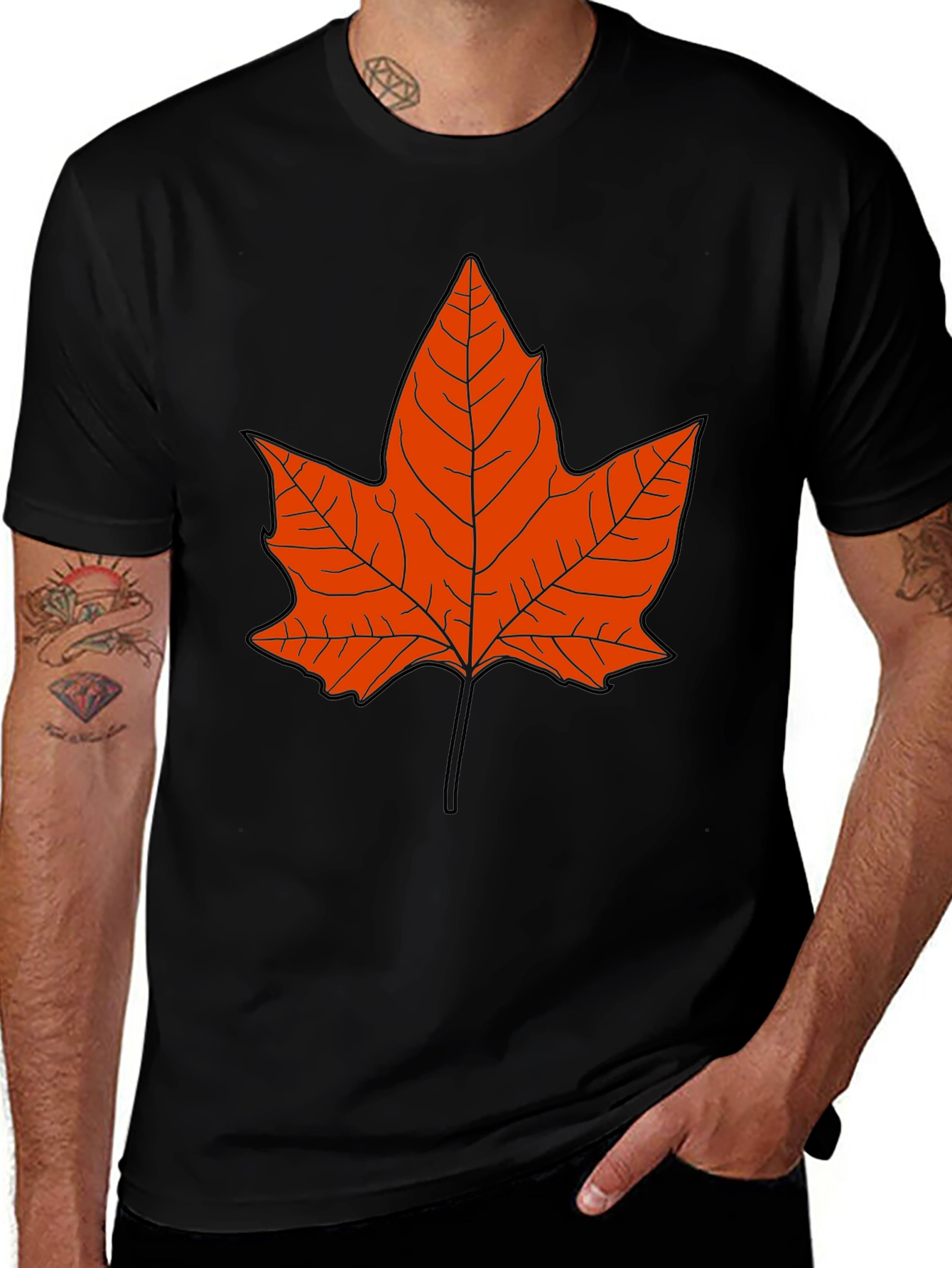 Maple Leaf Graphic Tee - Black