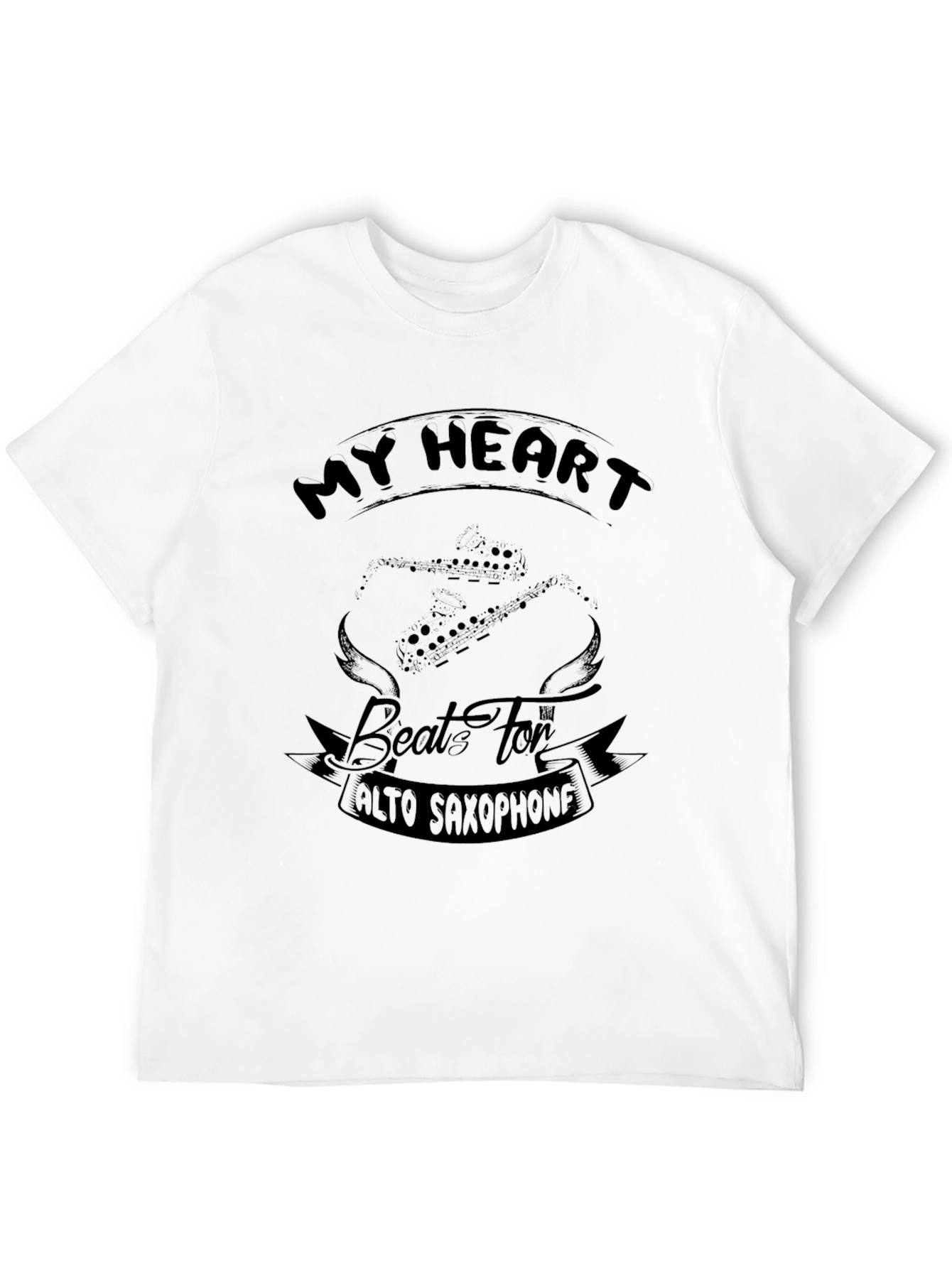 My Heart Beats for Alto Saxophone Black T-Shirt