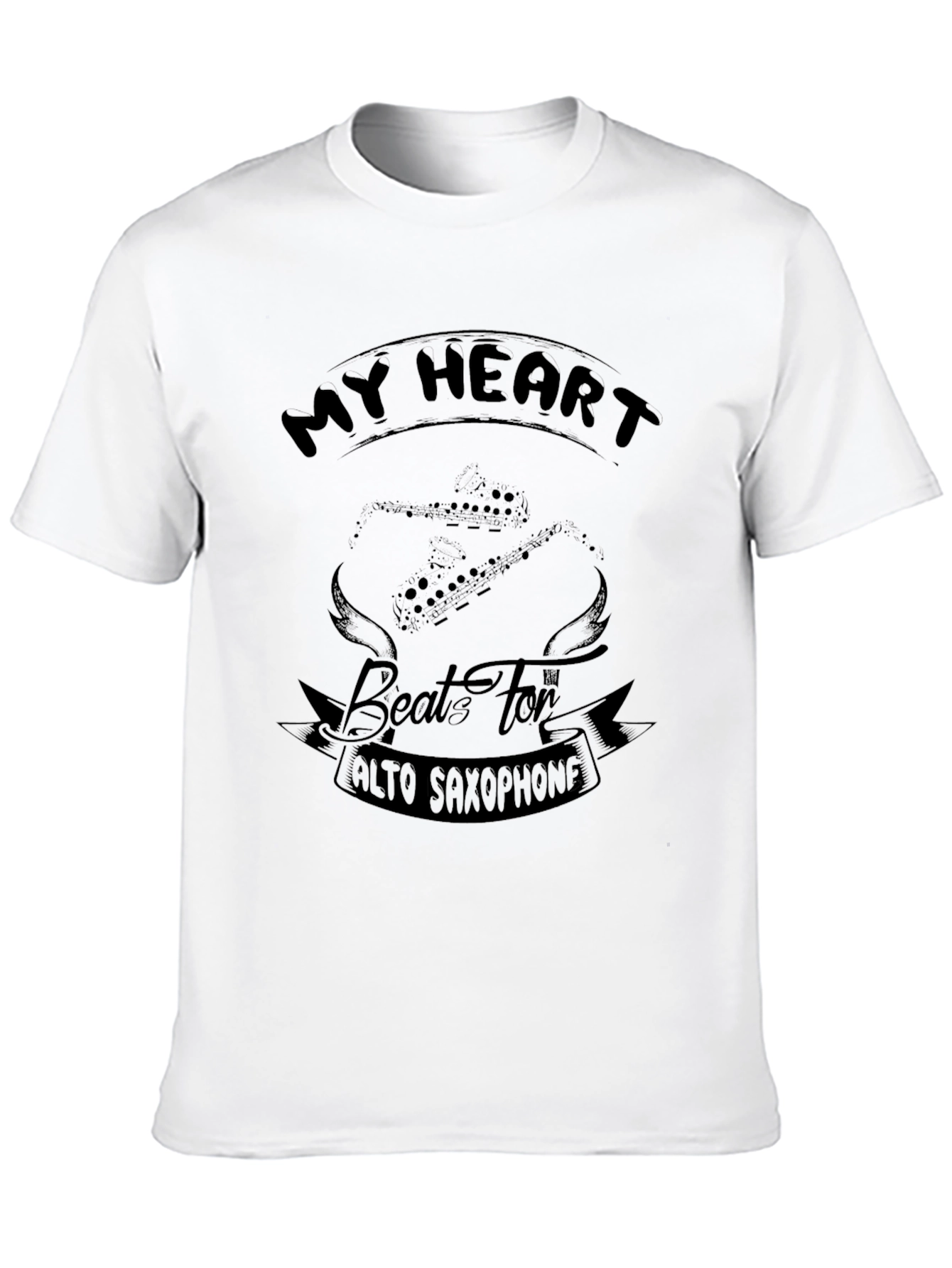 My Heart Beats for Alto Saxophone Black T-Shirt