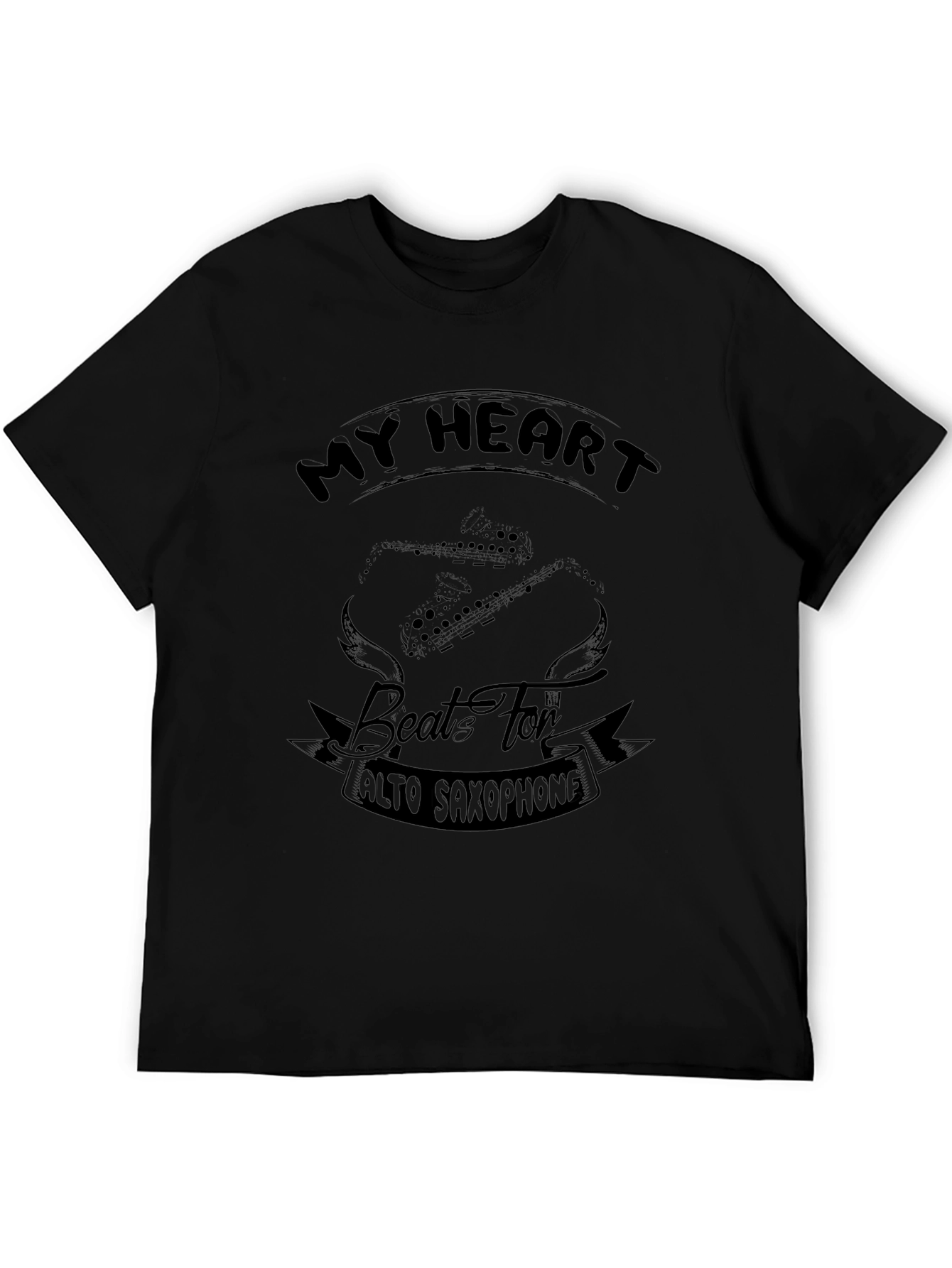 My Heart Beats for Alto Saxophone Black T-Shirt