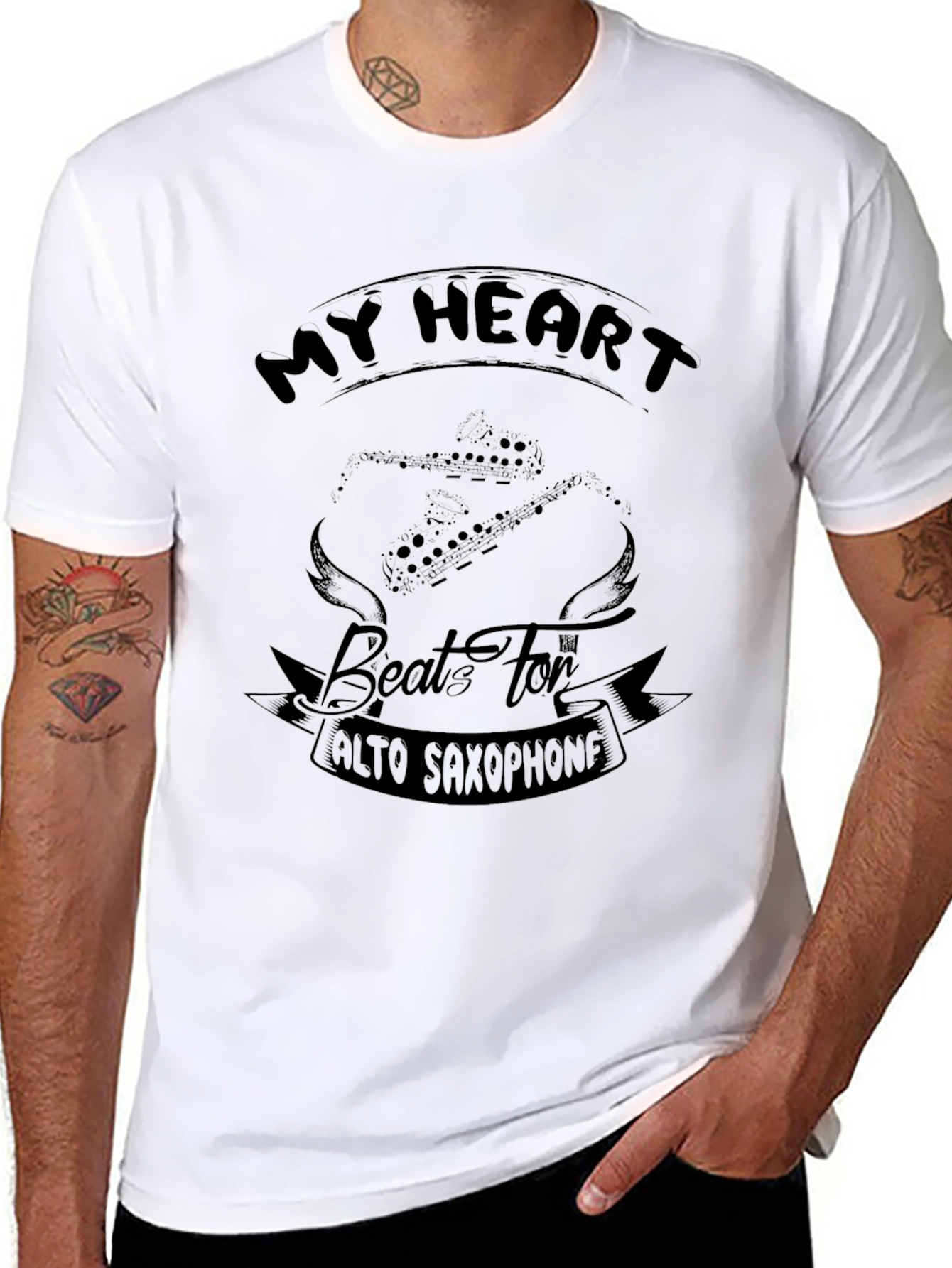 My Heart Beats for Alto Saxophone Black T-Shirt