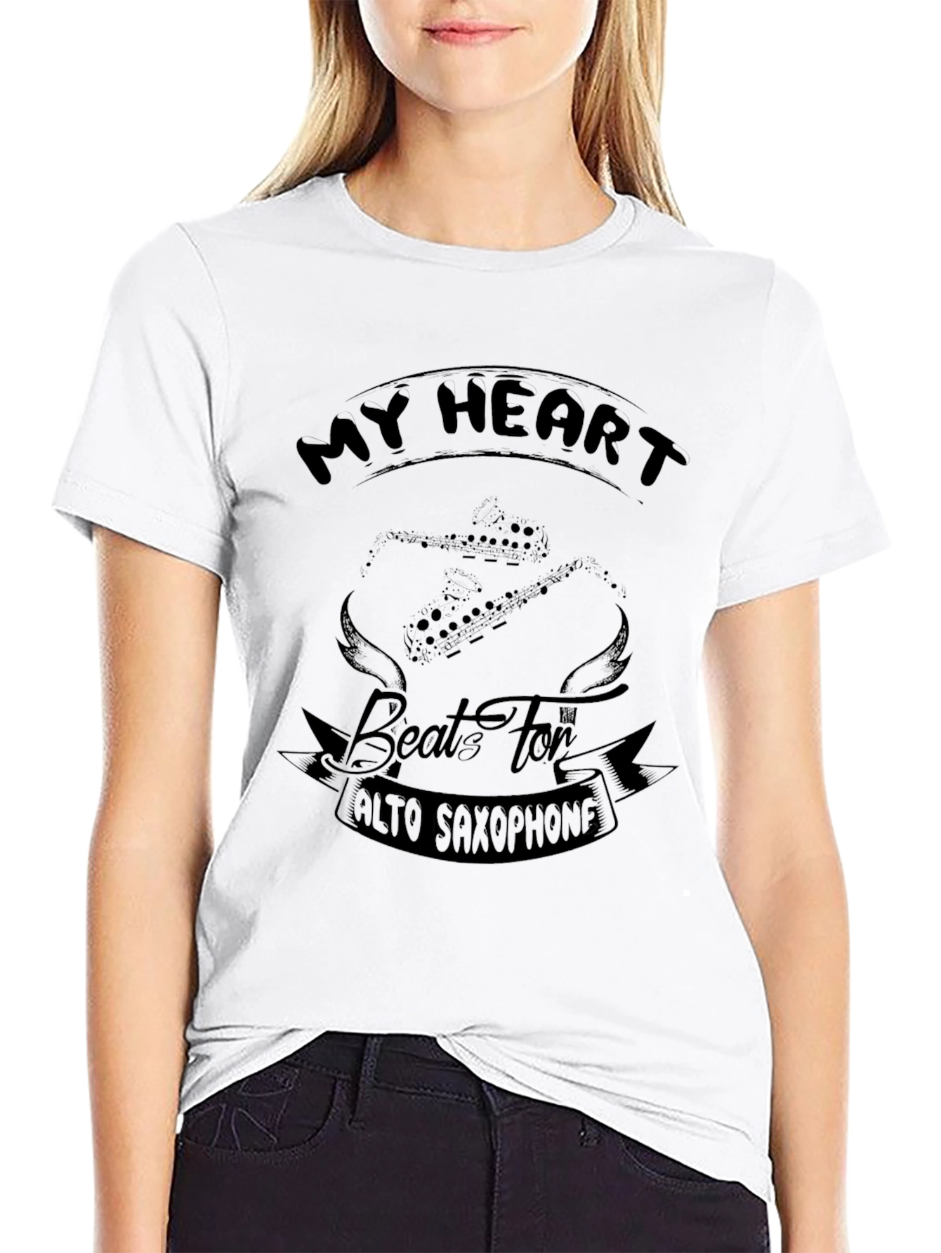 My Heart Beats for Alto Saxophone Black T-Shirt