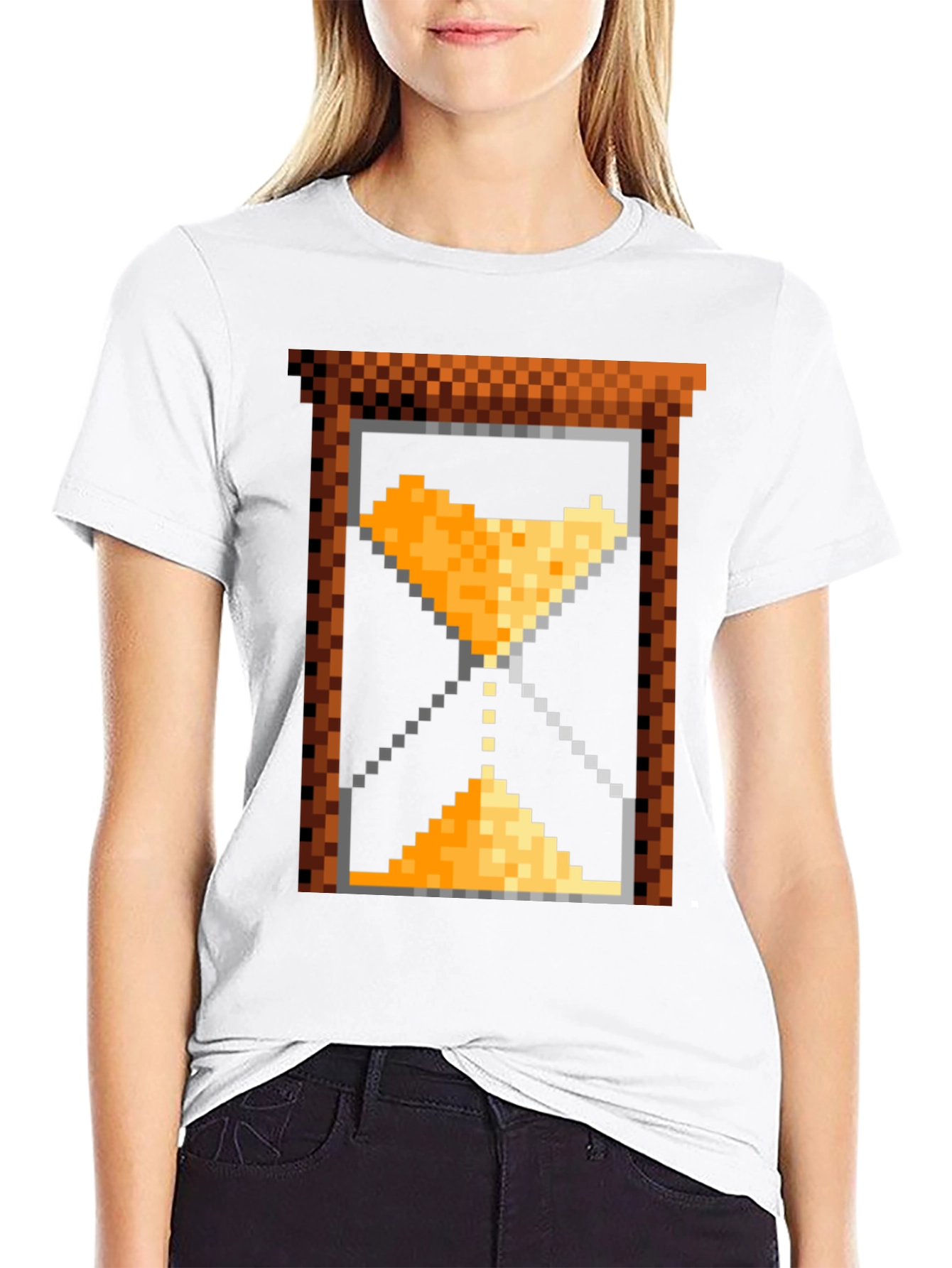 Pixel Art Hourglass T-Shirt - Retro Gaming Style