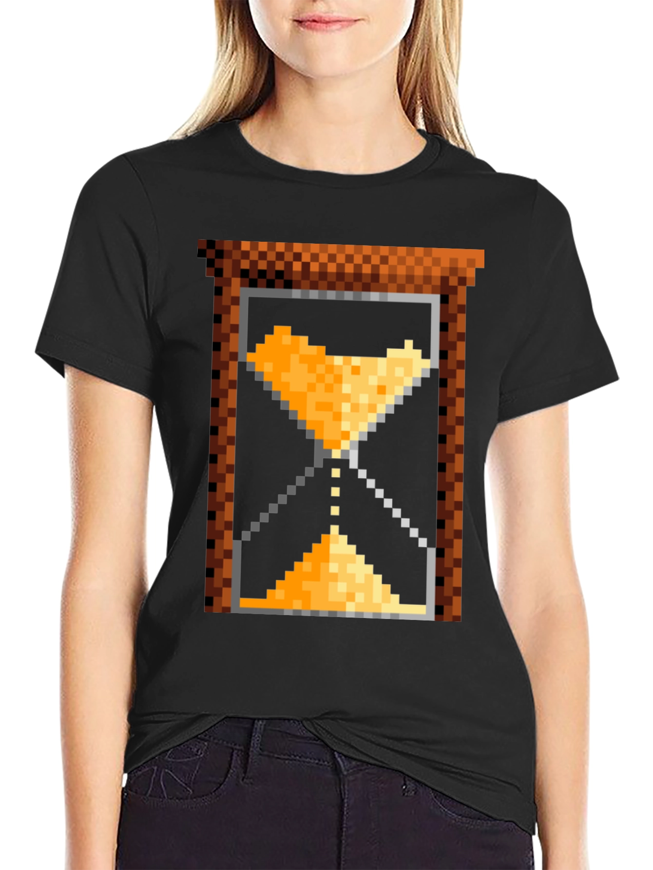 Pixel Art Hourglass T-Shirt - Retro Gaming Style