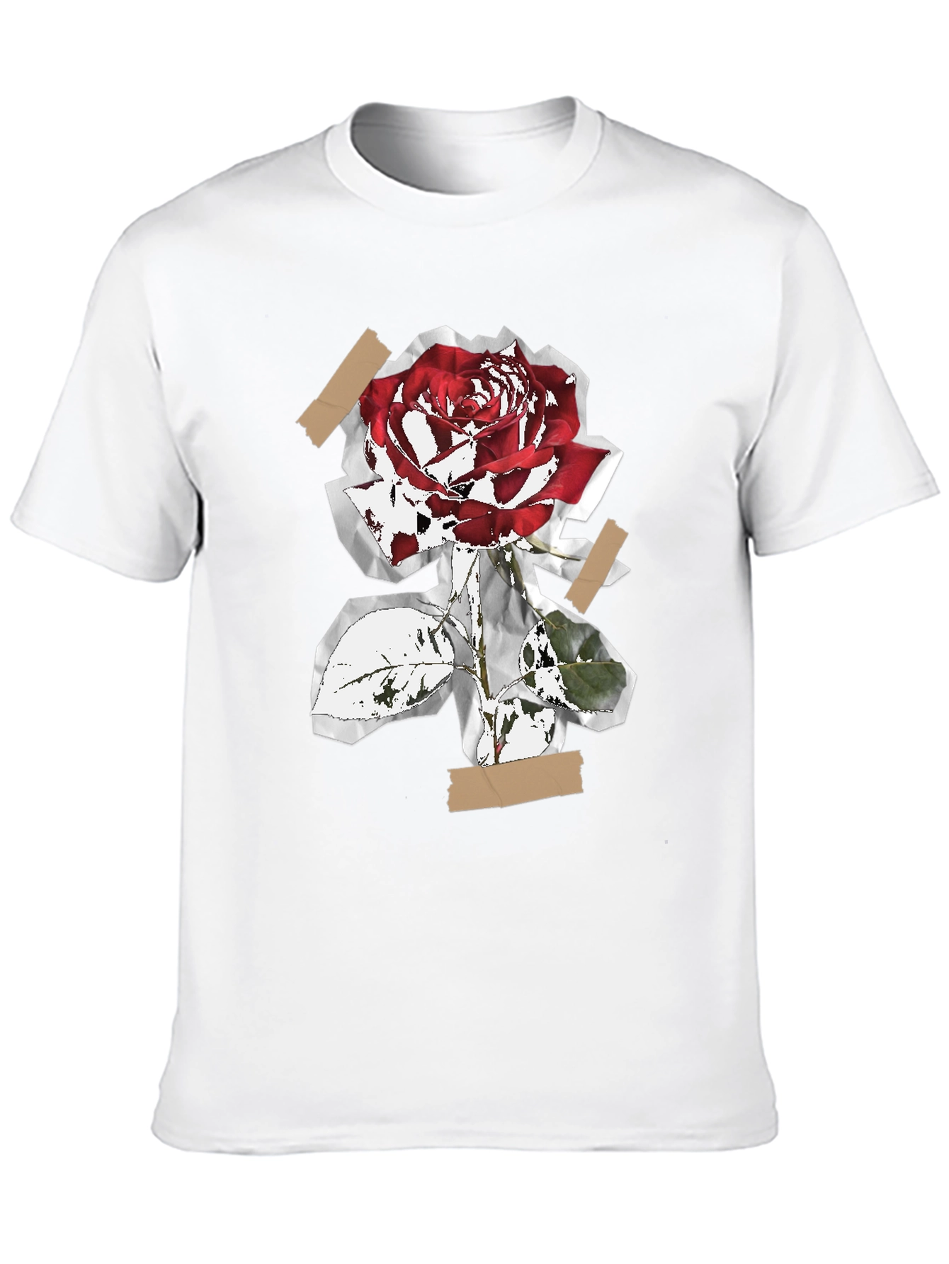 Rose Collage Graphic Tee - Black Cotton