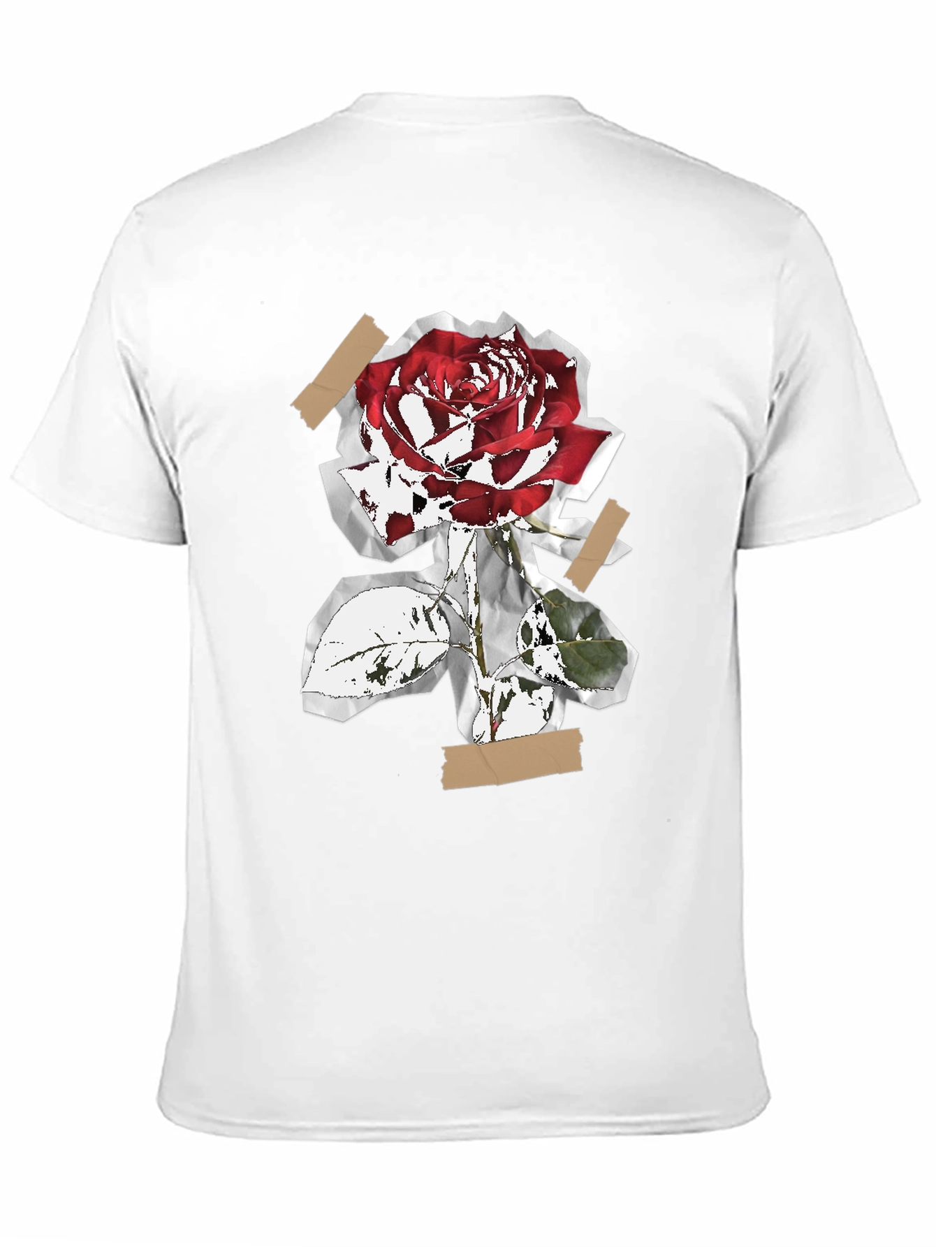 Rose Collage Graphic Tee - Black Cotton