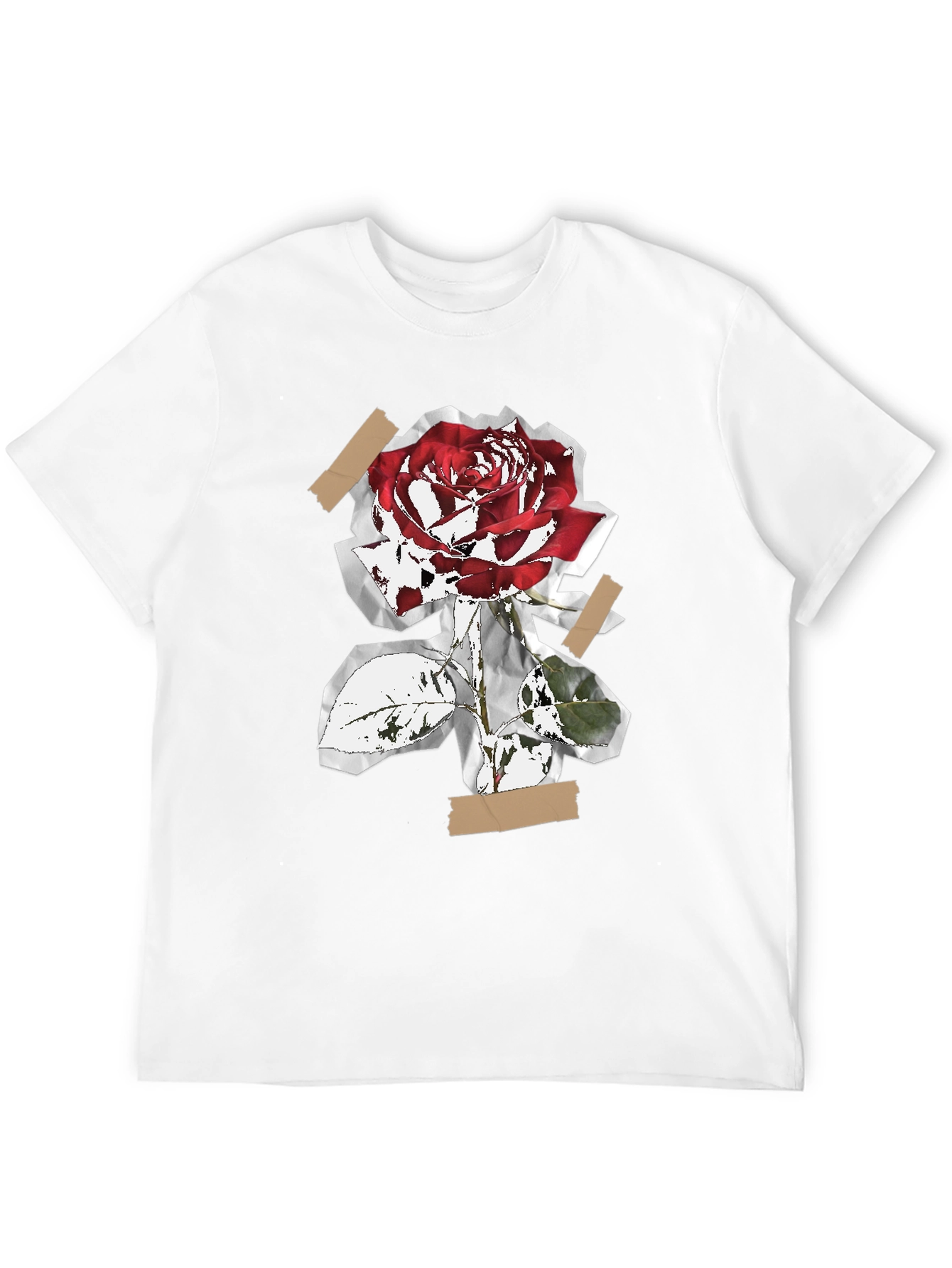 Rose Collage Graphic Tee - Black Cotton