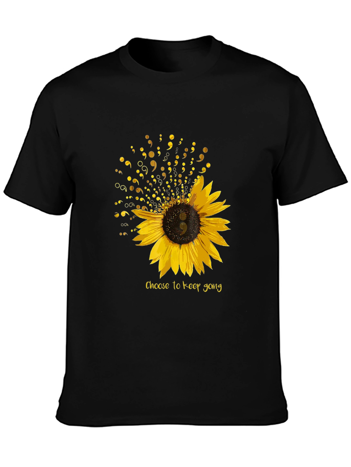 Semicolon Sunflower Graphic T-Shirt - Choose to Keep Going