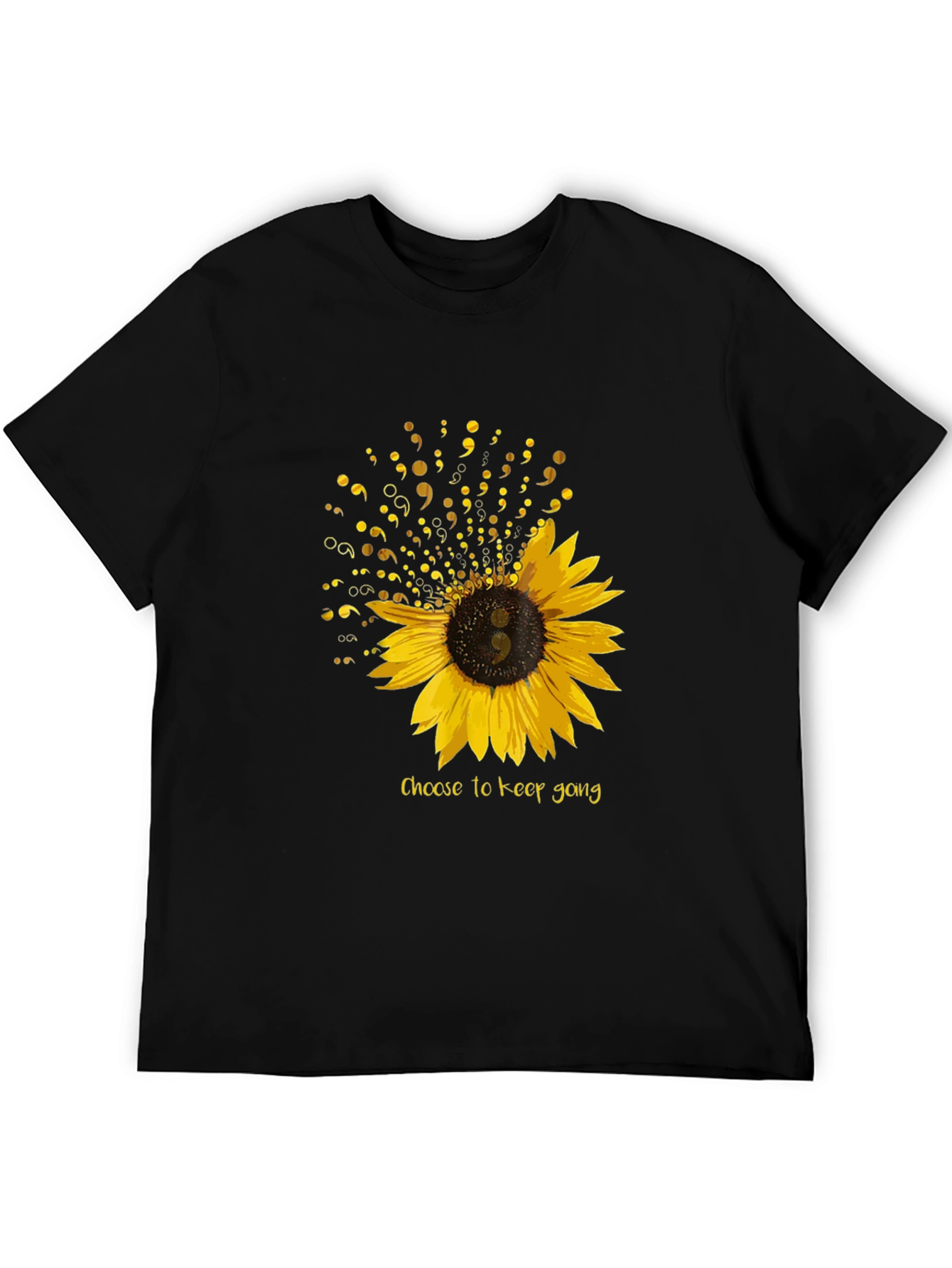 Semicolon Sunflower Graphic T-Shirt - Choose to Keep Going