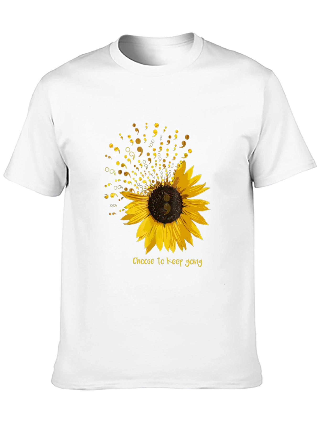 Semicolon Sunflower Graphic T-Shirt - Choose to Keep Going