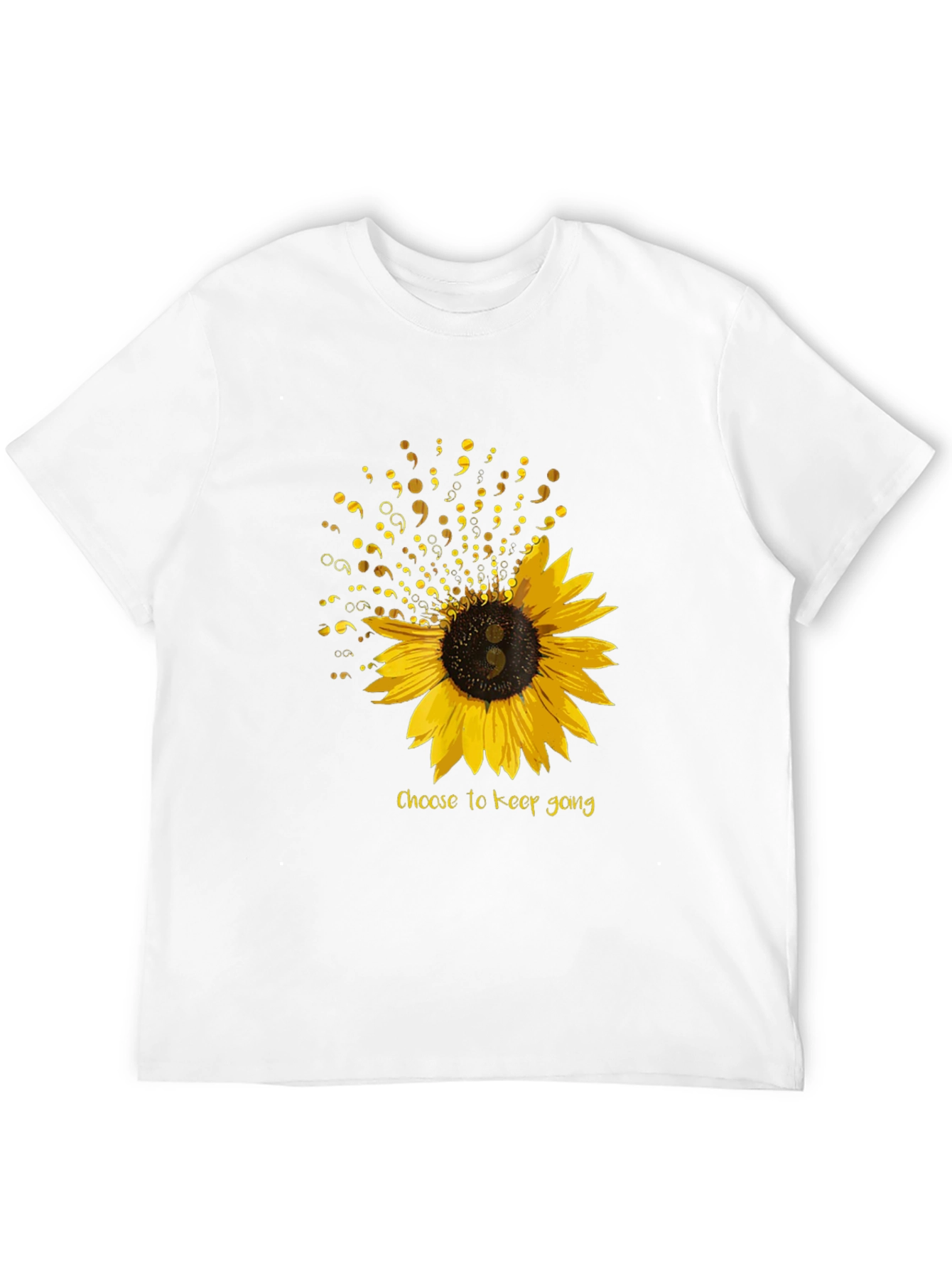 Semicolon Sunflower Graphic T-Shirt - Choose to Keep Going
