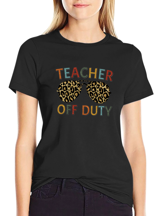 Teacher Off Duty Leopard Sunglasses Graphic T-Shirt