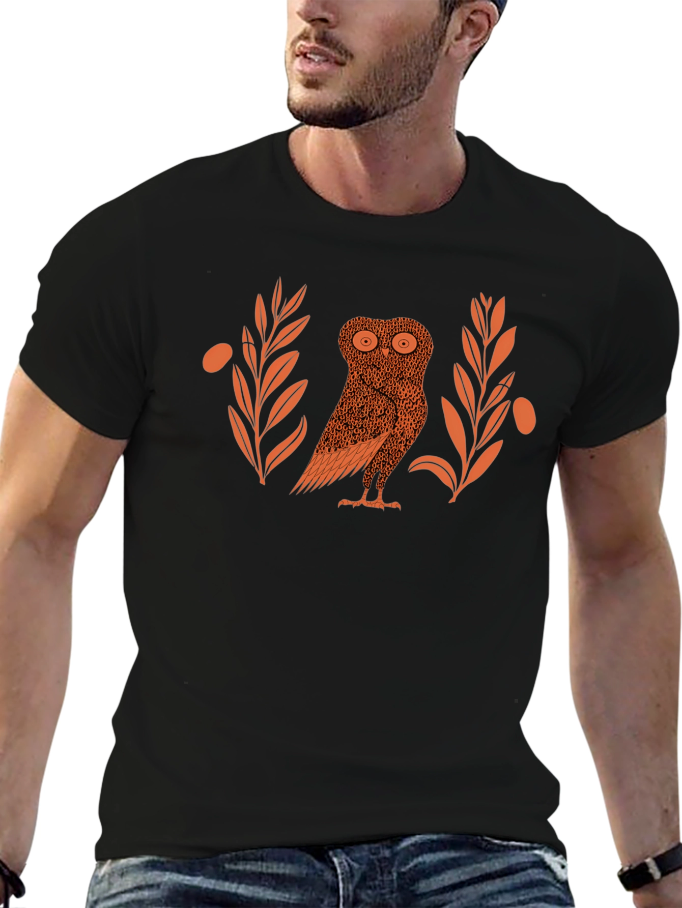 Owl & Olive Branch Graphic T-Shirt - Black