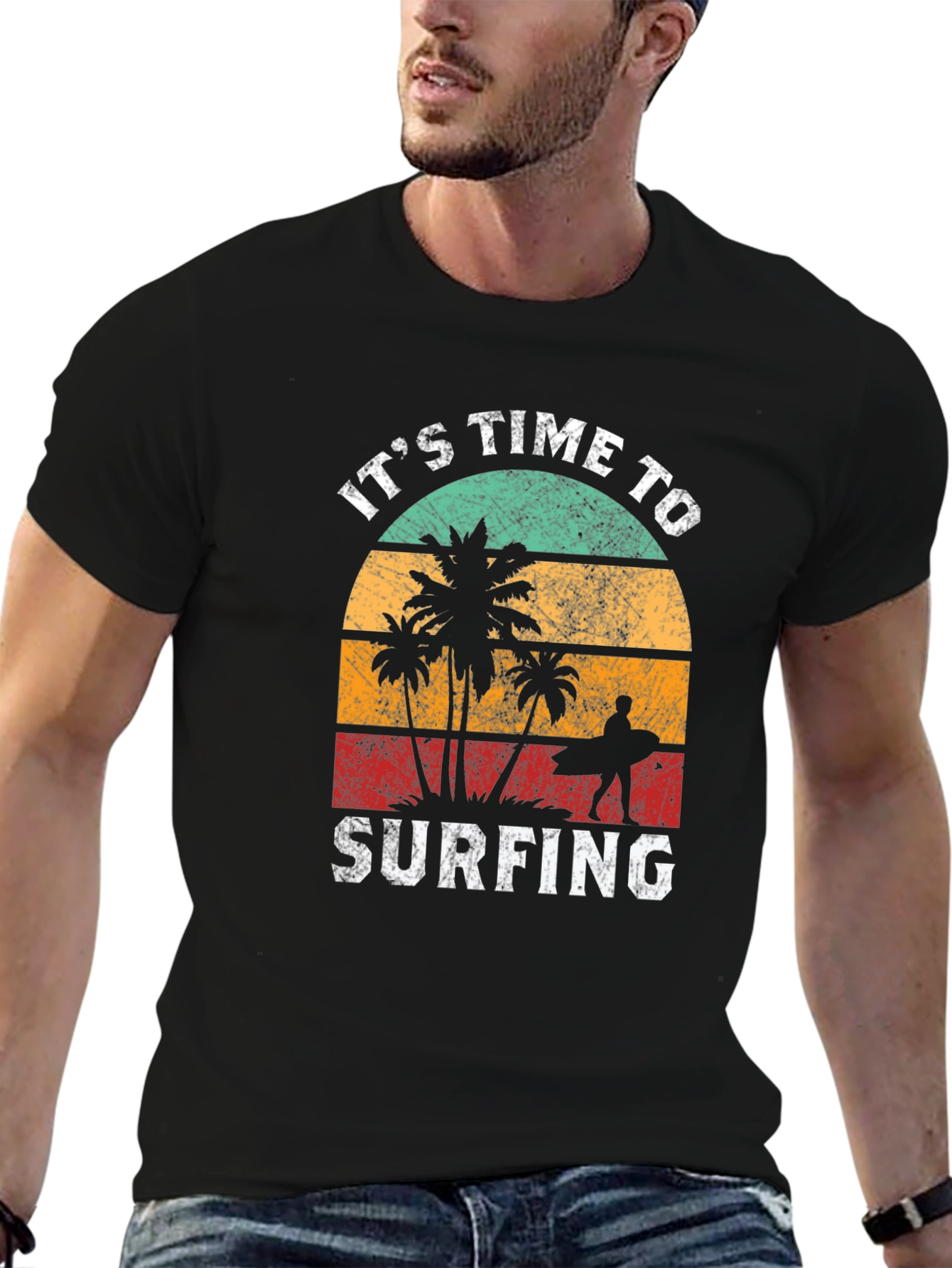 Retro Surfing T-Shirt - Its Time to Surf!