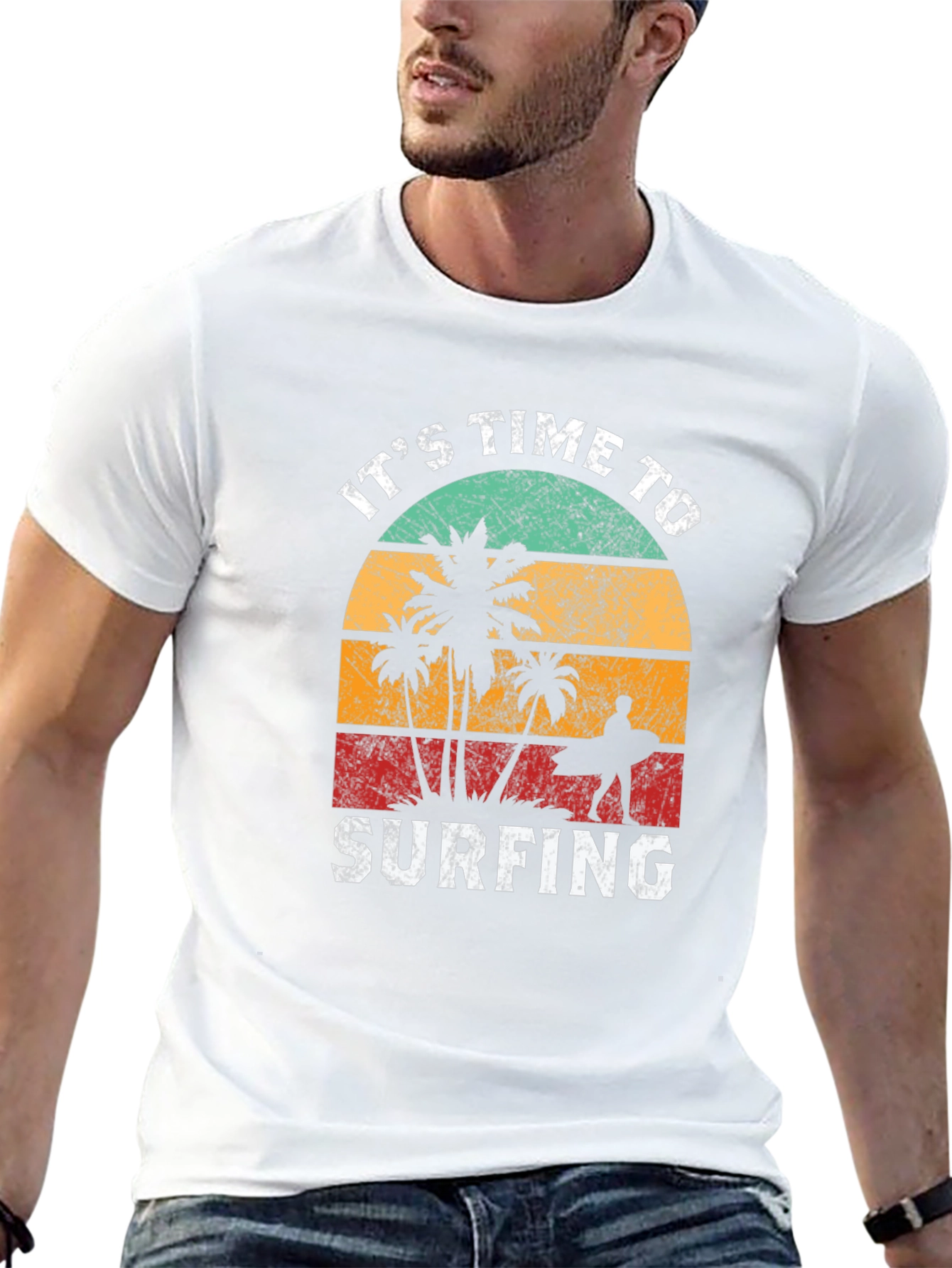 Retro Surfing T-Shirt - Its Time to Surf!