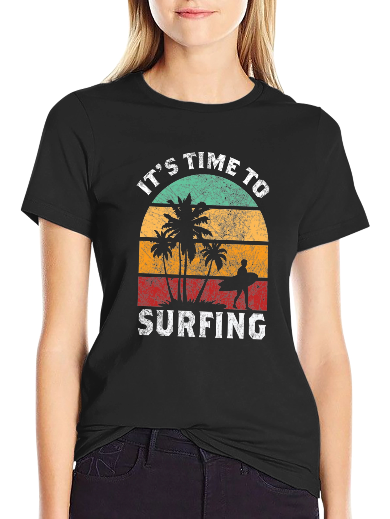 Retro Surfing T-Shirt - Its Time to Surf!