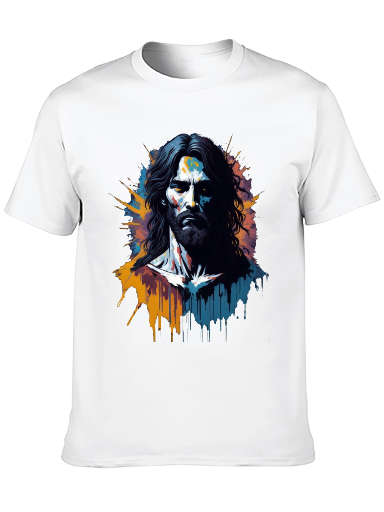 Artistic Jesus Graphic Print Black T-Shirt