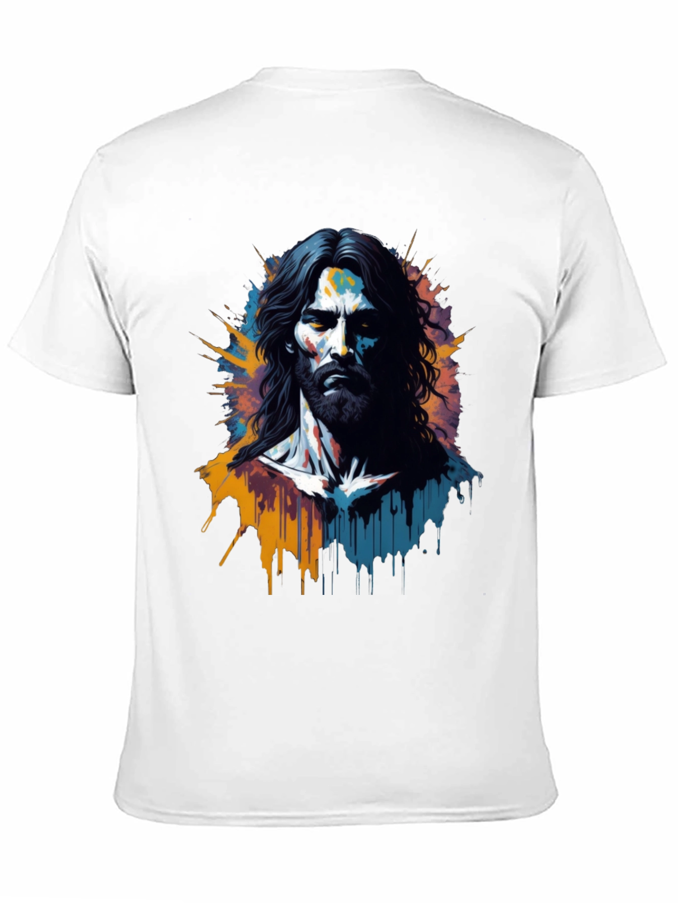 Artistic Jesus Graphic Print Black T-Shirt