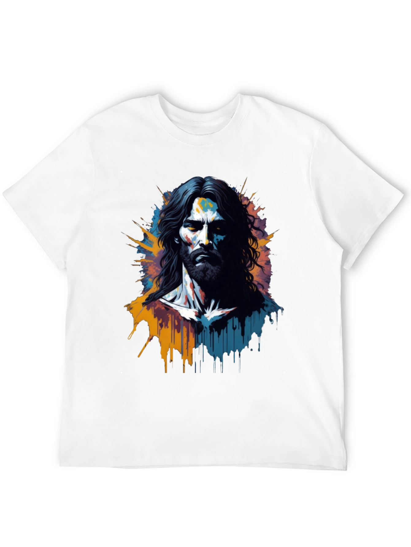 Artistic Jesus Graphic Print Black T-Shirt