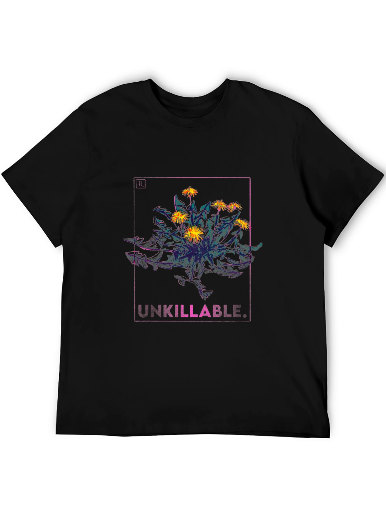 Unkillable Dandelion Graphic Tee - Mens Black T-Shirt