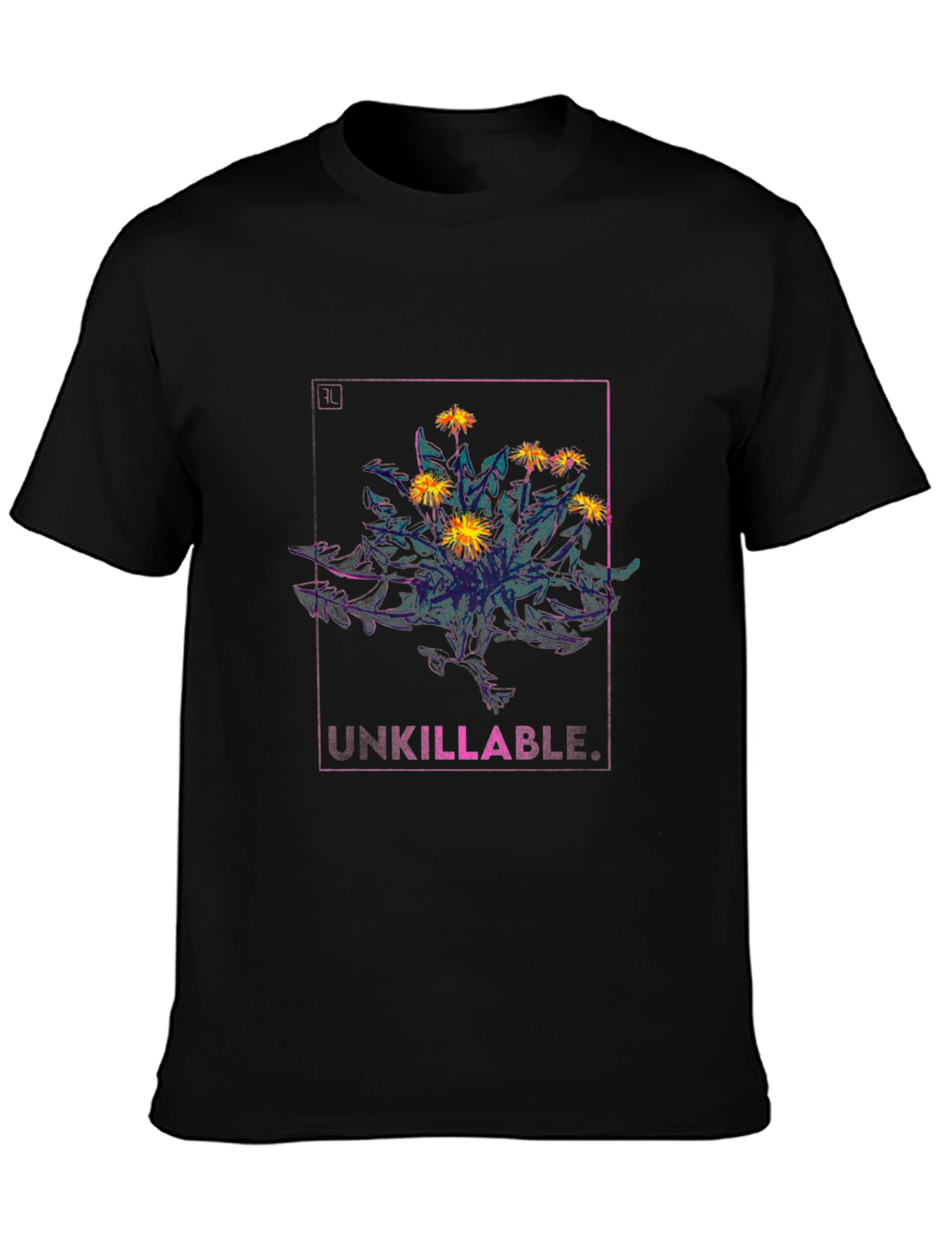 Unkillable Dandelion Graphic Tee - Mens Black T-Shirt