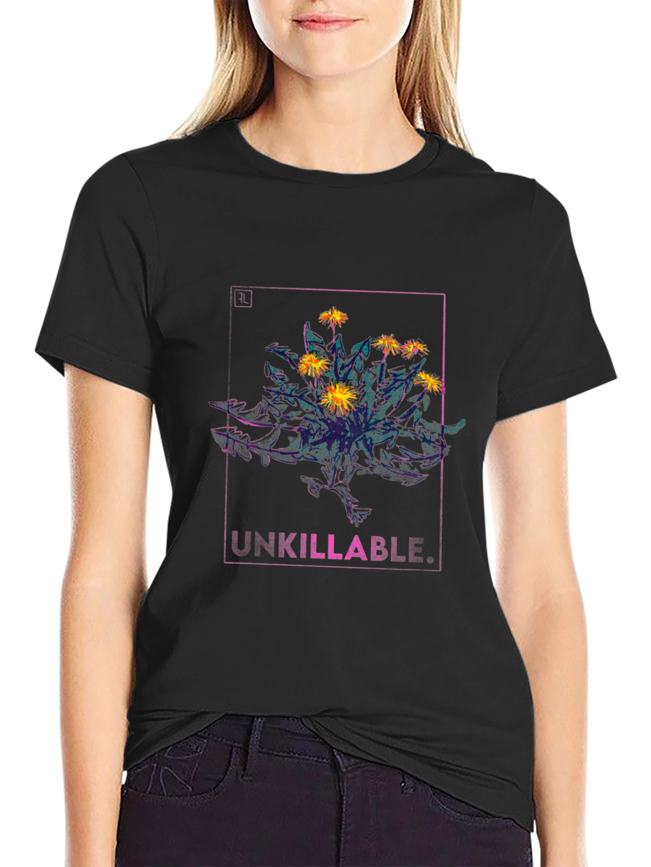 Unkillable Dandelion Graphic Tee - Mens Black T-Shirt