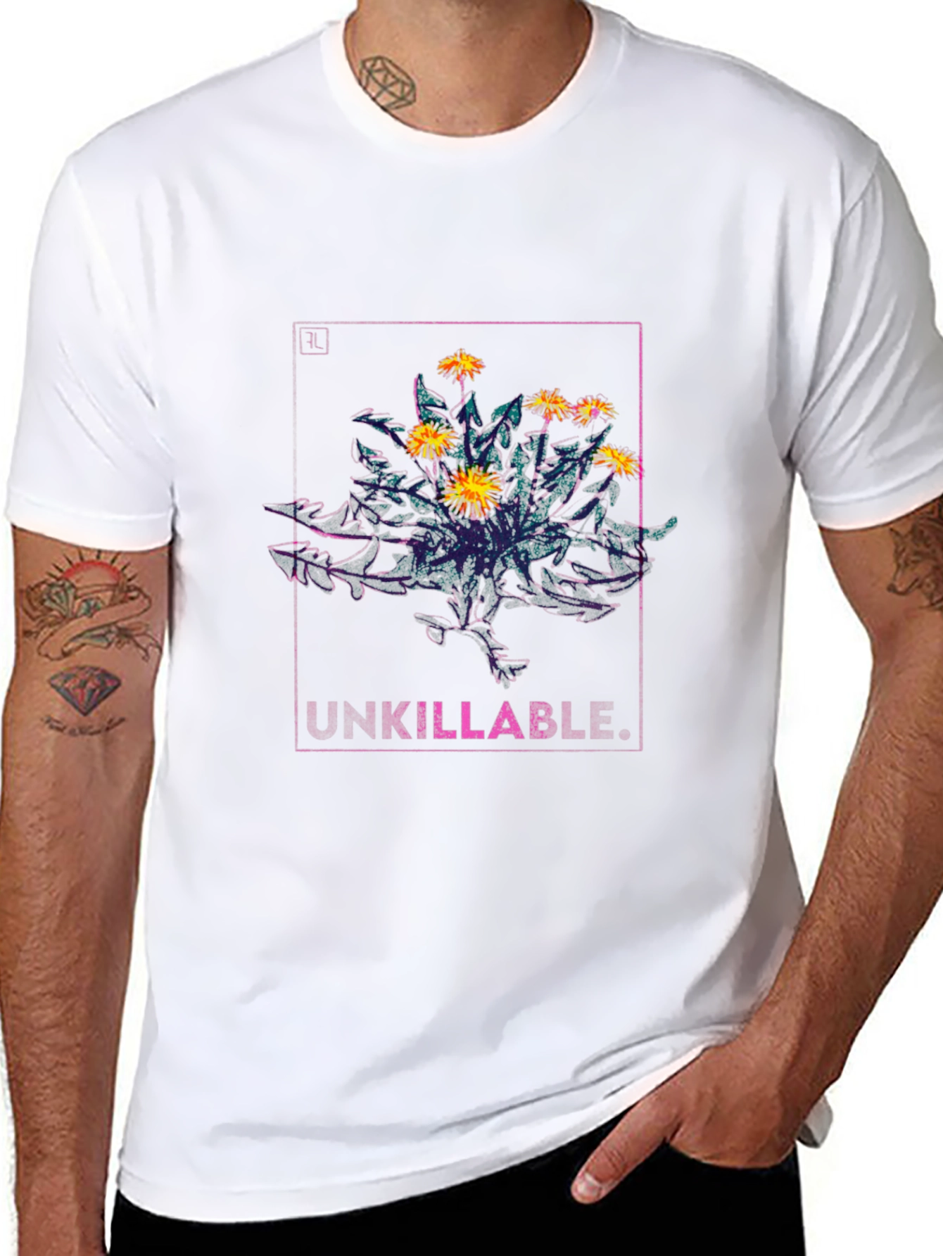 Unkillable Dandelion Graphic Tee - Mens Black T-Shirt