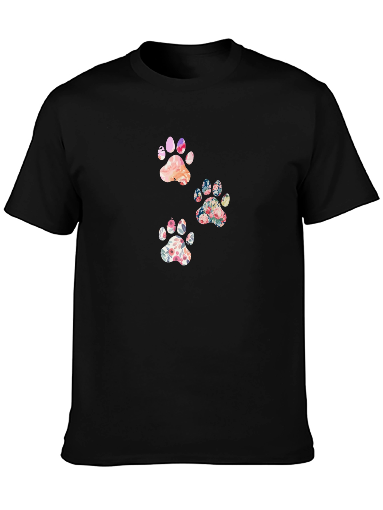 Floral Paw Print T-Shirt - Cute Casual Tee