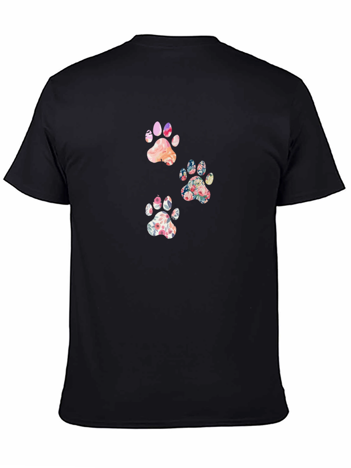 Floral Paw Print T-Shirt - Cute Casual Tee