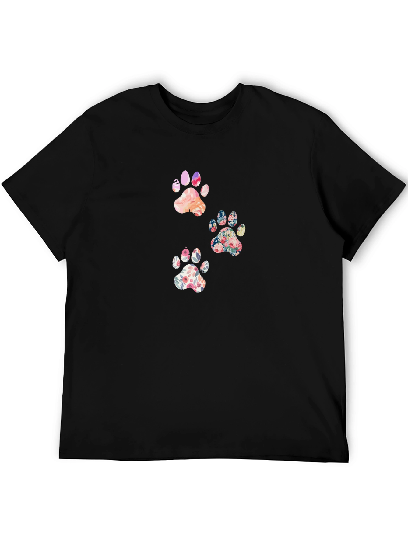 Floral Paw Print T-Shirt - Cute Casual Tee