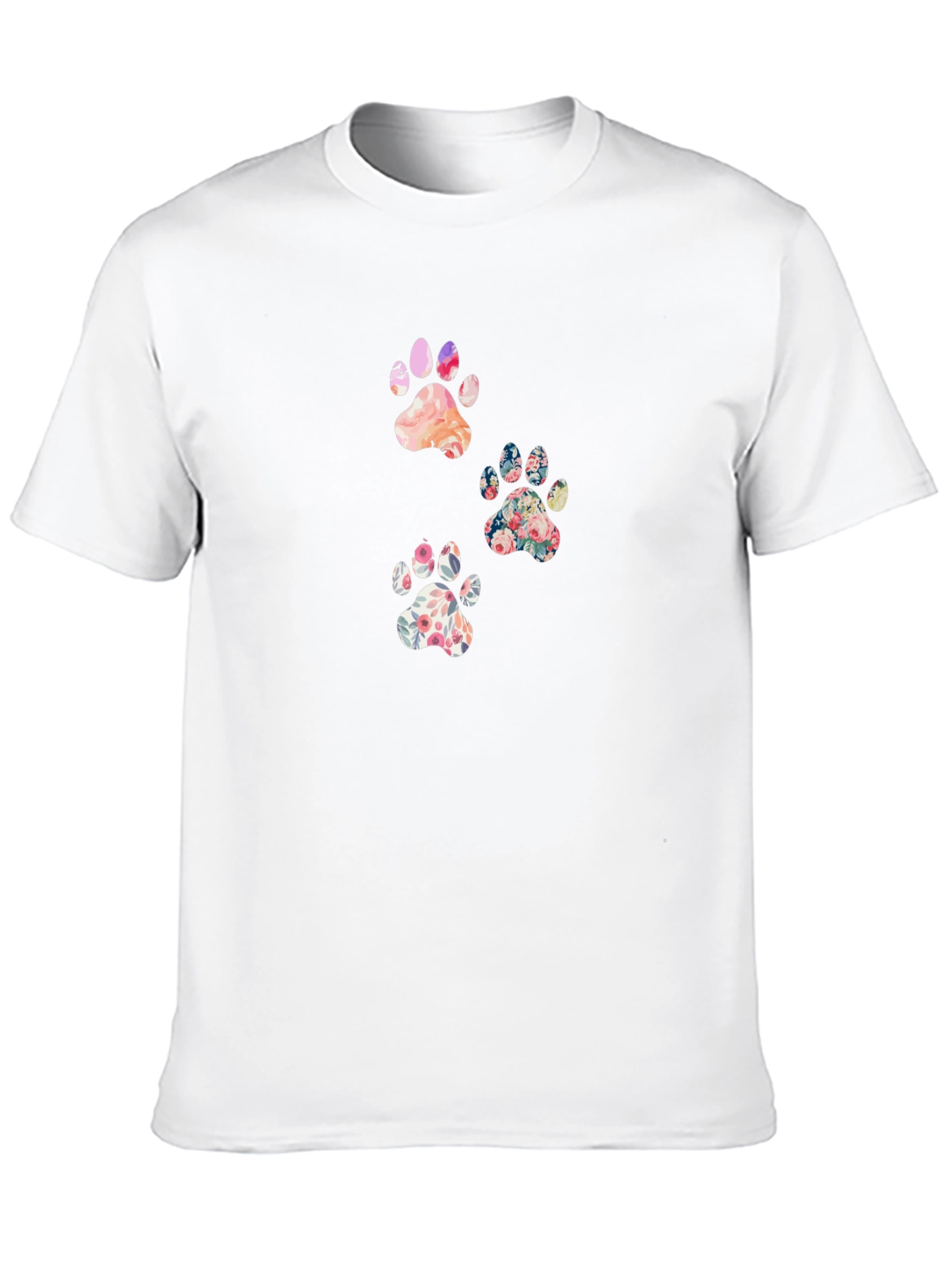 Floral Paw Print T-Shirt - Cute Casual Tee