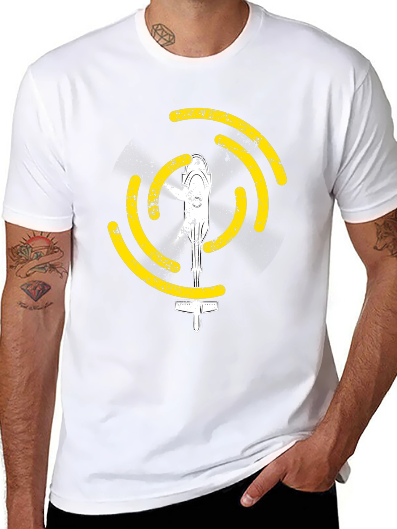 Helicopter Graphic Tee - Black Cotton T-Shirt