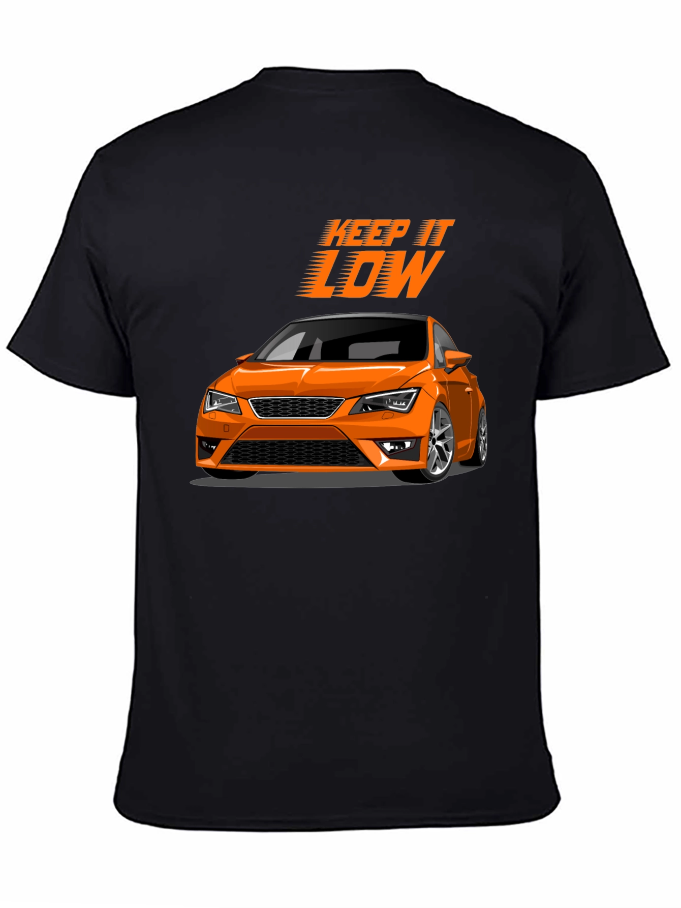 Keep It Low Orange Car Graphic T-Shirt