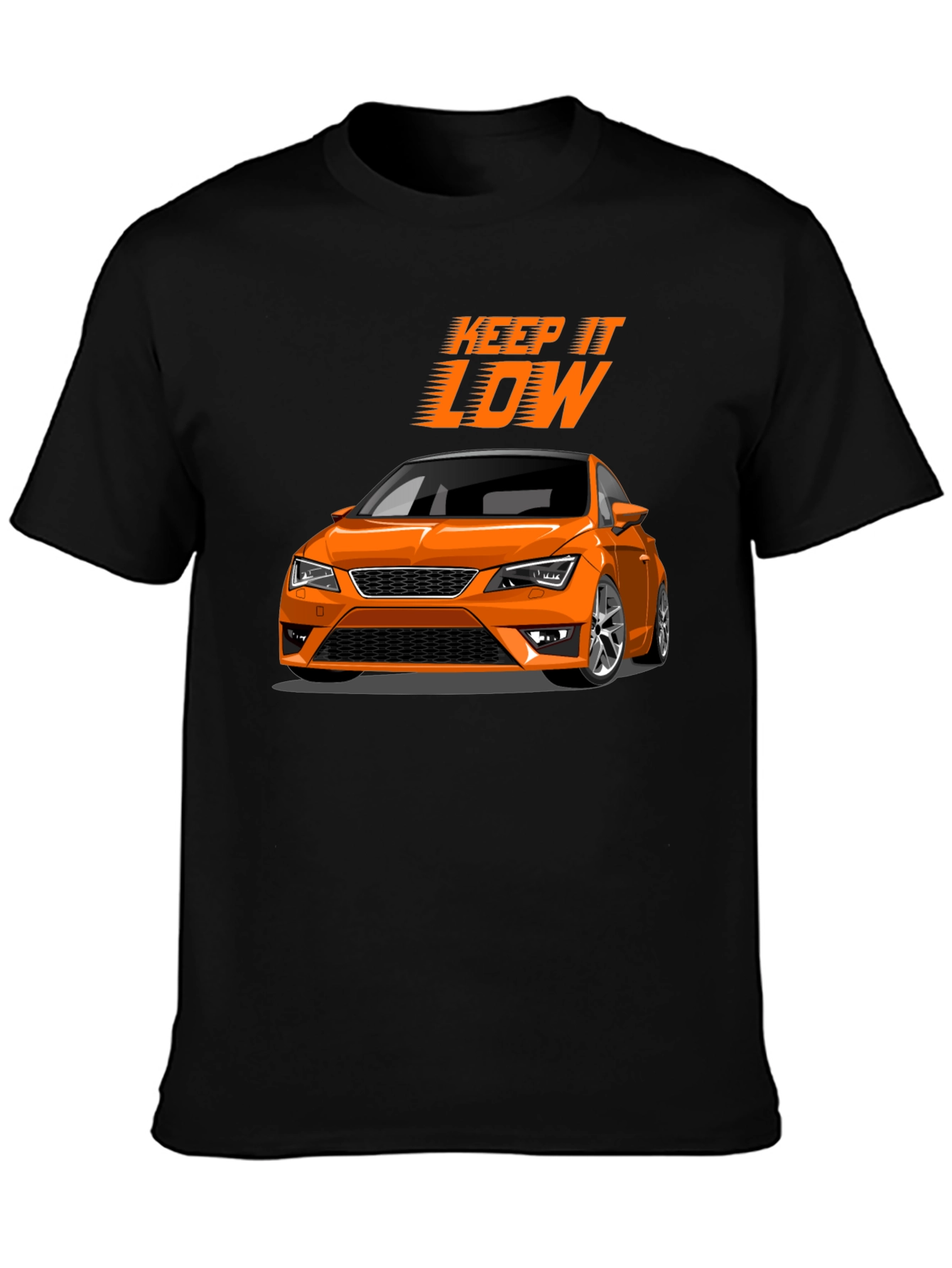 Keep It Low Orange Car Graphic T-Shirt