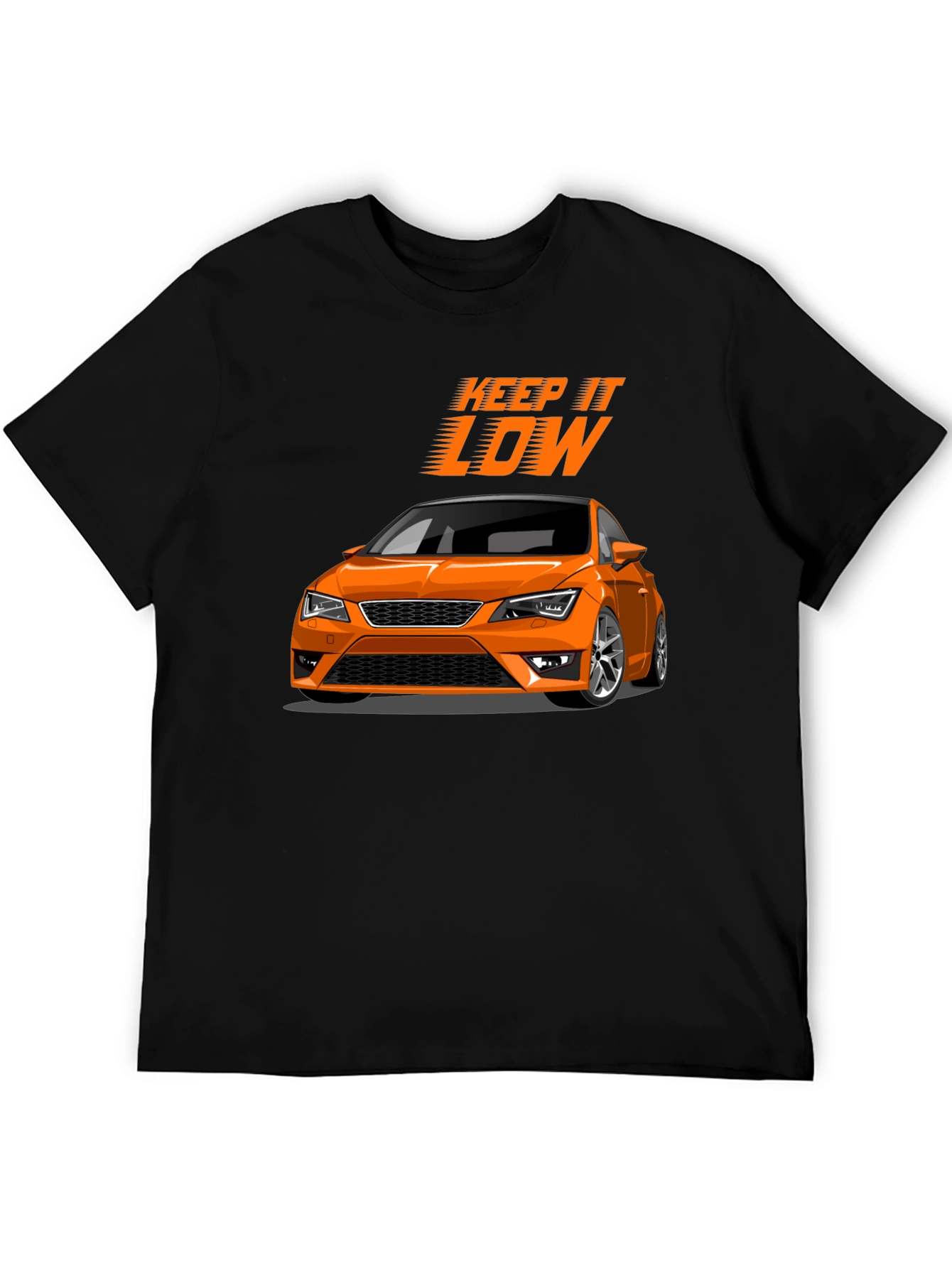 Keep It Low Orange Car Graphic T-Shirt