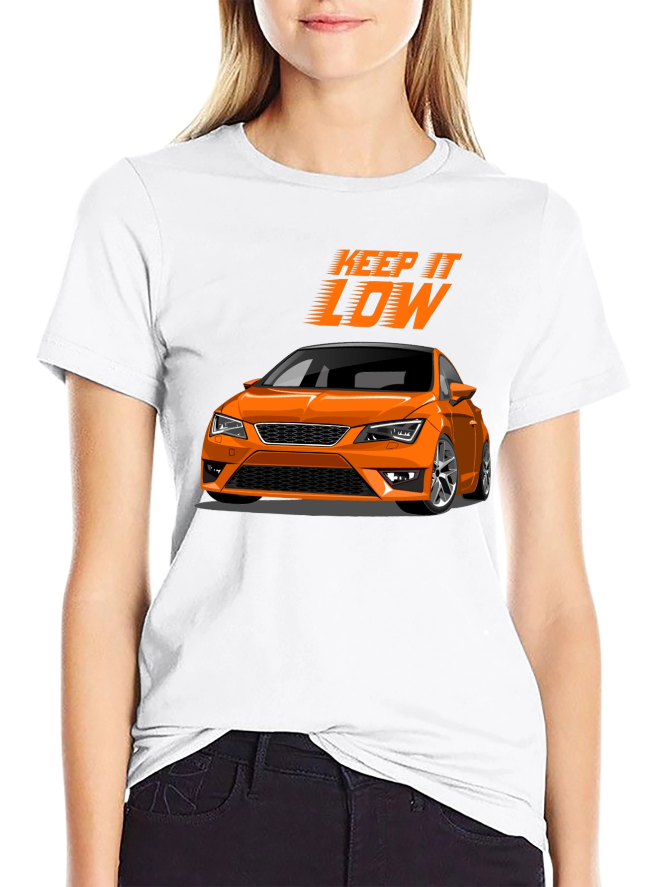 Keep It Low Orange Car Graphic T-Shirt