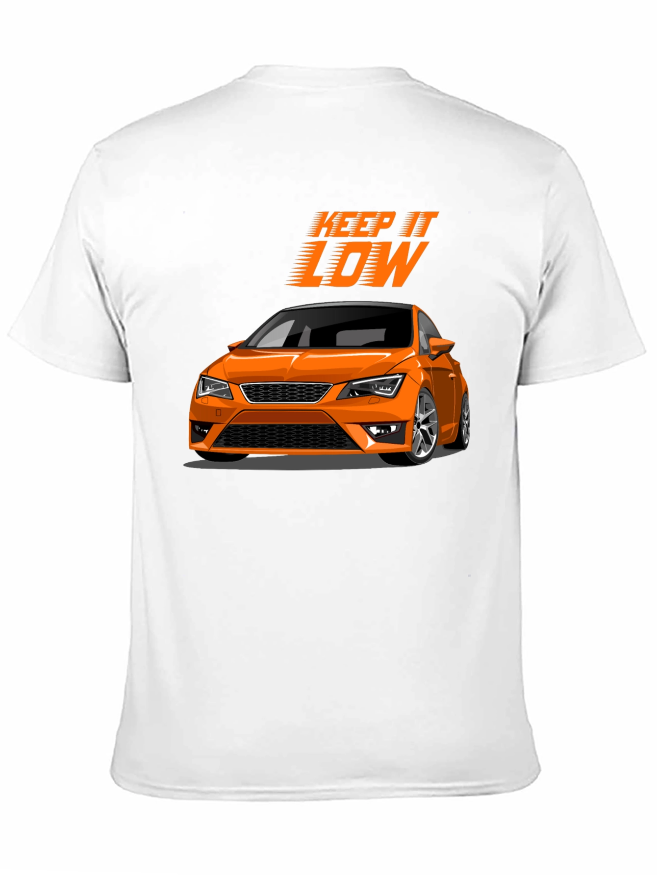 Keep It Low Orange Car Graphic T-Shirt