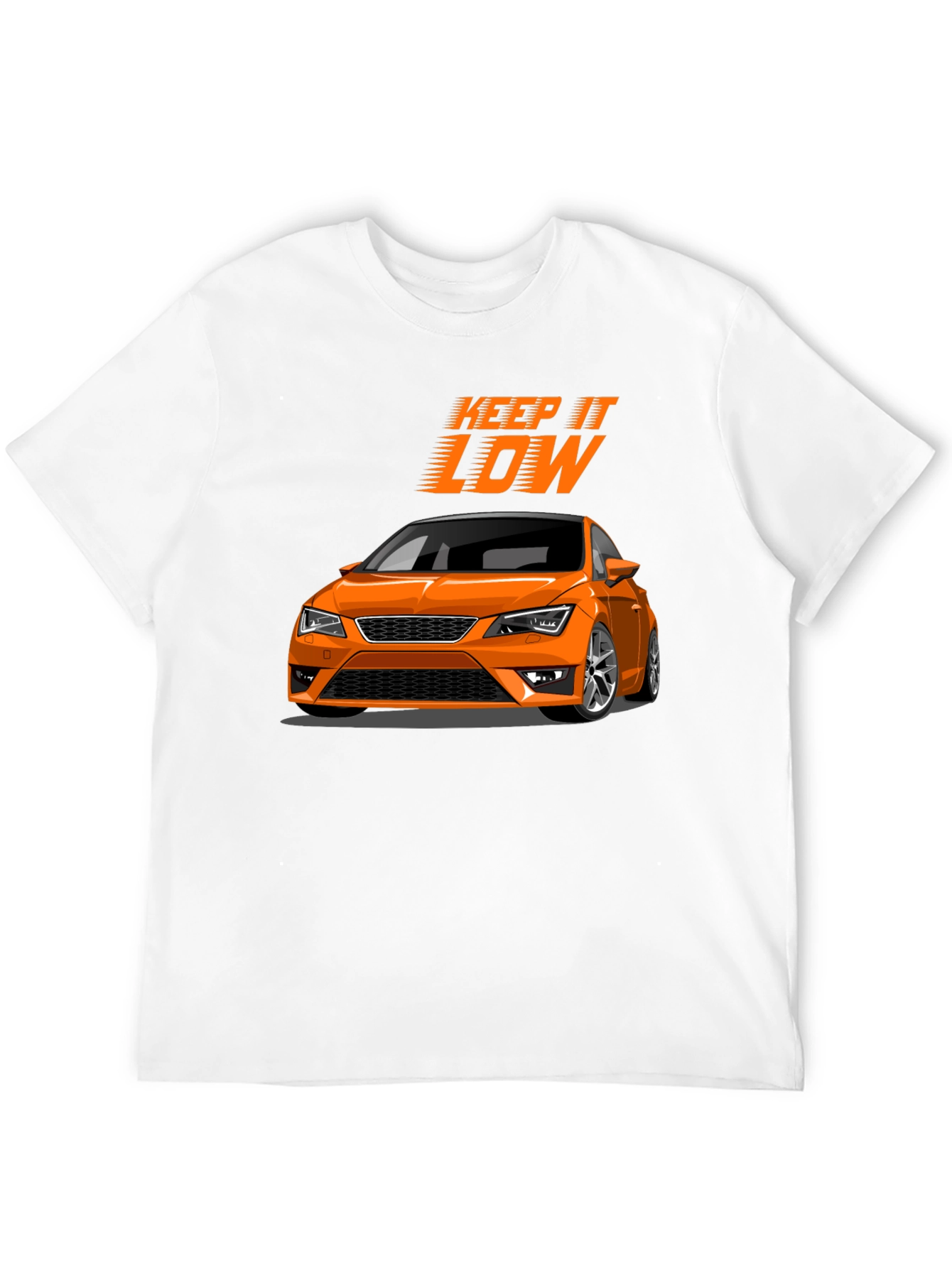 Keep It Low Orange Car Graphic T-Shirt
