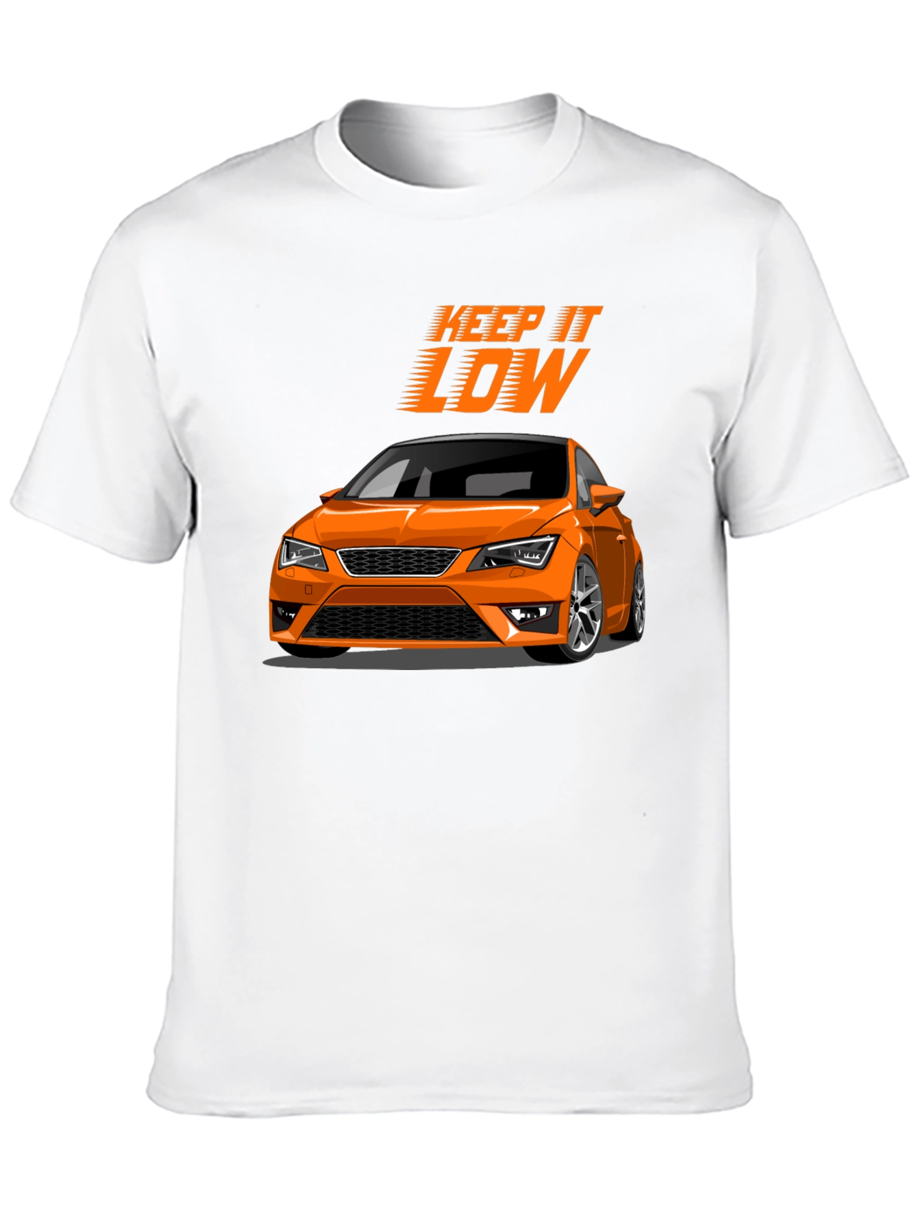 Keep It Low Orange Car Graphic T-Shirt