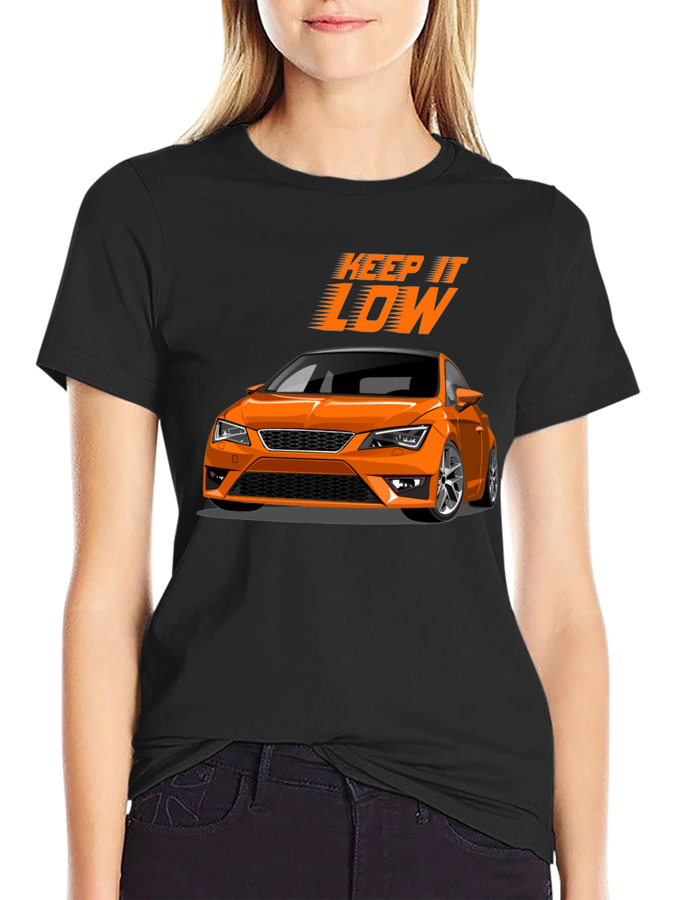 Keep It Low Orange Car Graphic T-Shirt