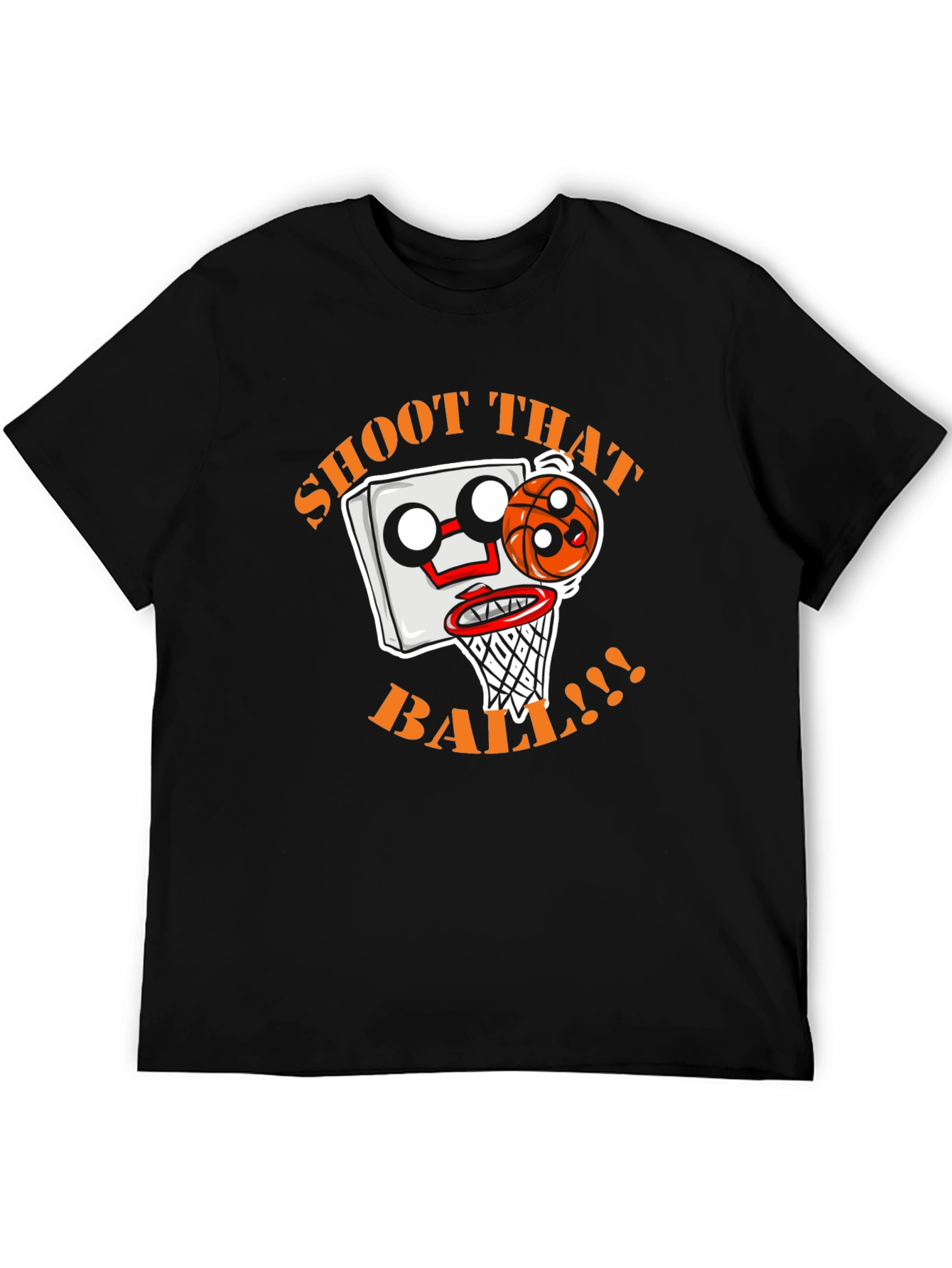 Shoot That Ball Cartoon Graphic Black T-Shirt