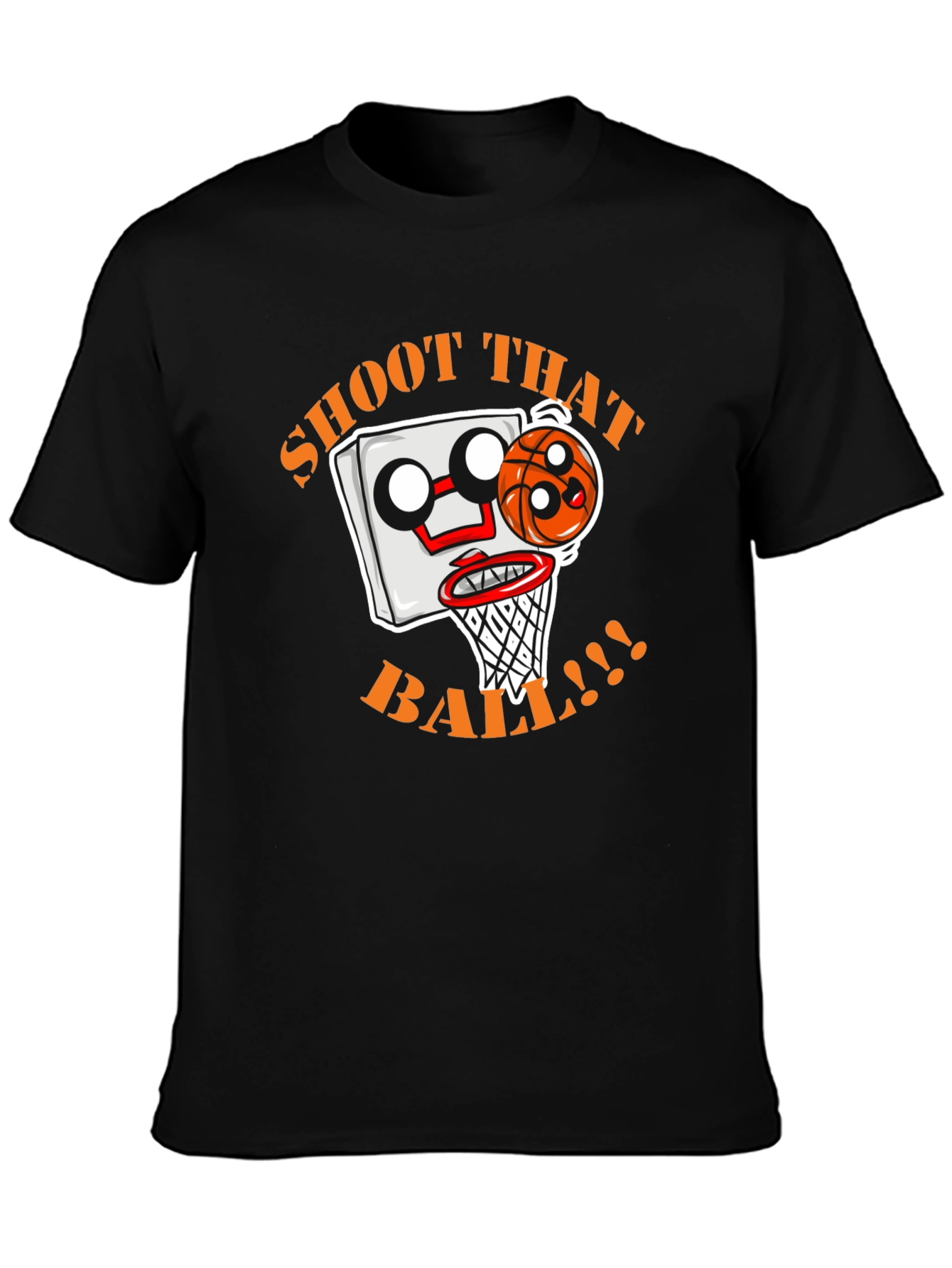 Shoot That Ball Cartoon Graphic Black T-Shirt