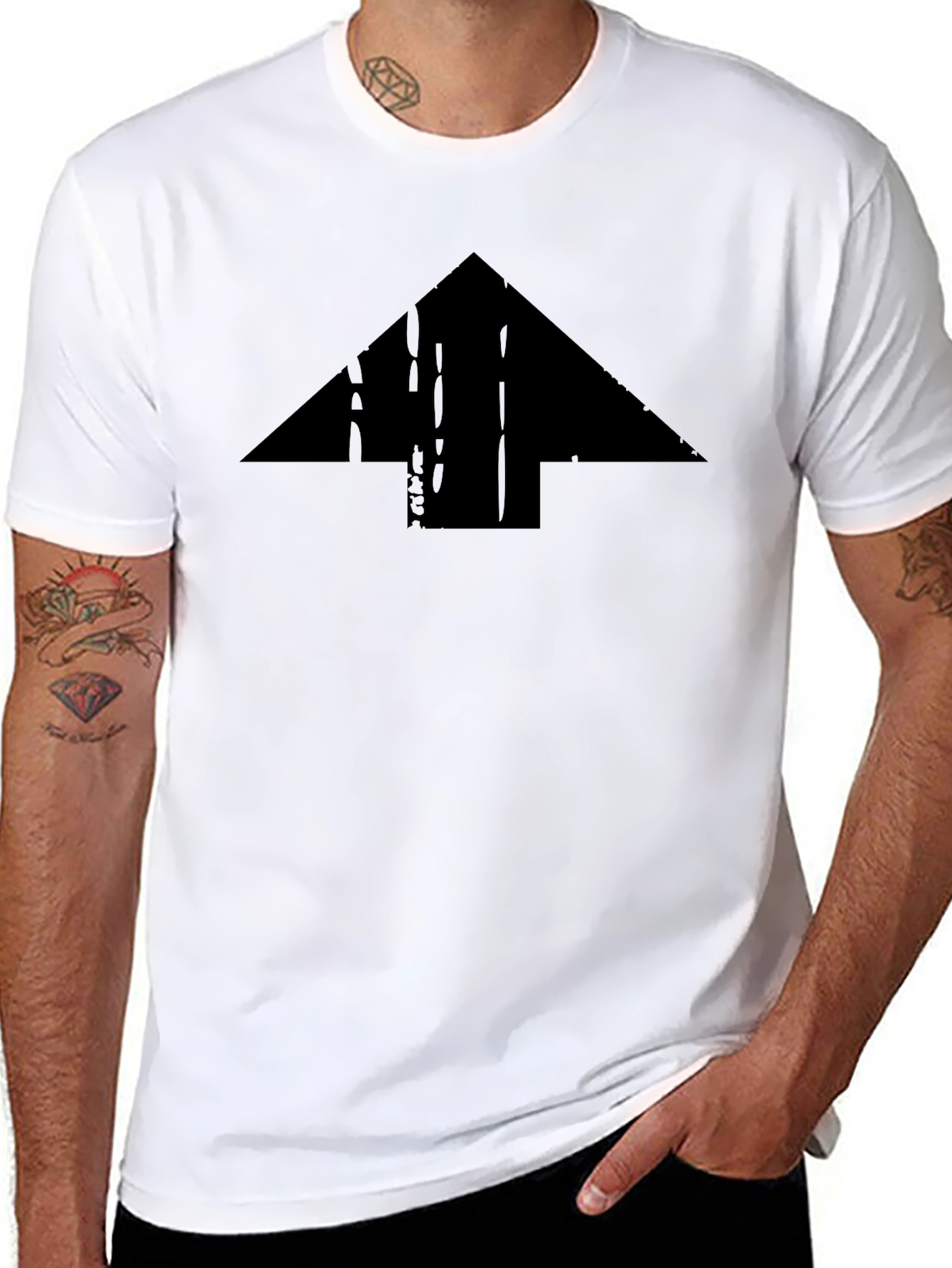 Distressed Arrow Graphic Black T-Shirt