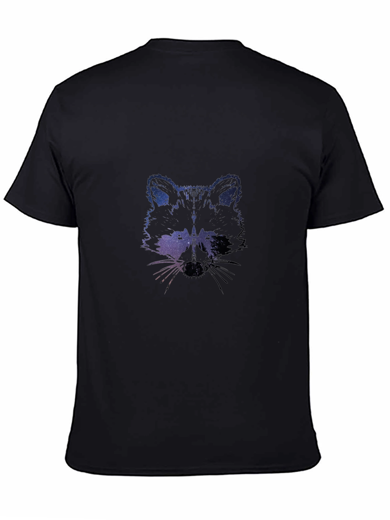 Galaxy Raccoon Graphic Tee - Black Crew Neck