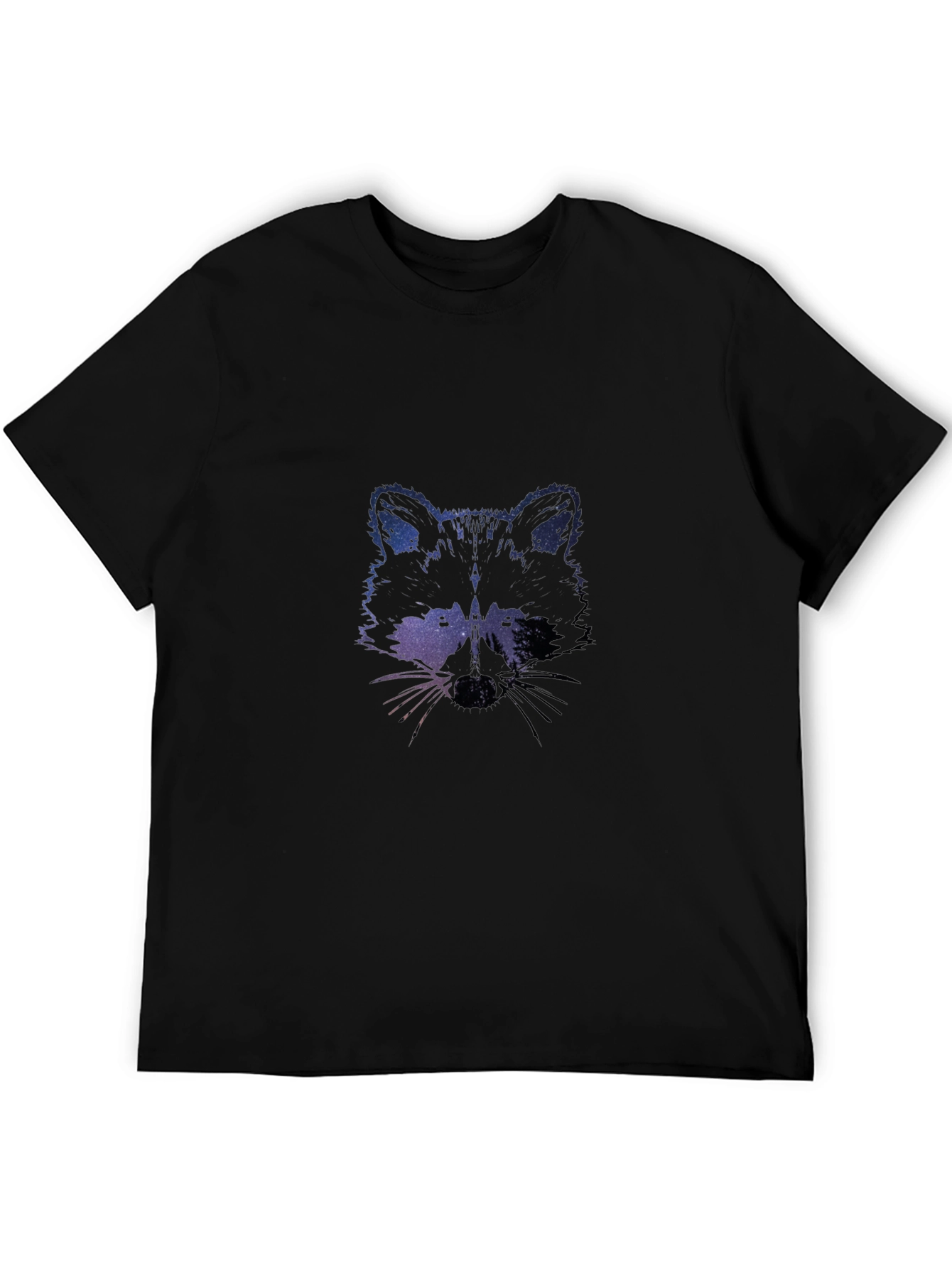 Galaxy Raccoon Graphic Tee - Black Crew Neck