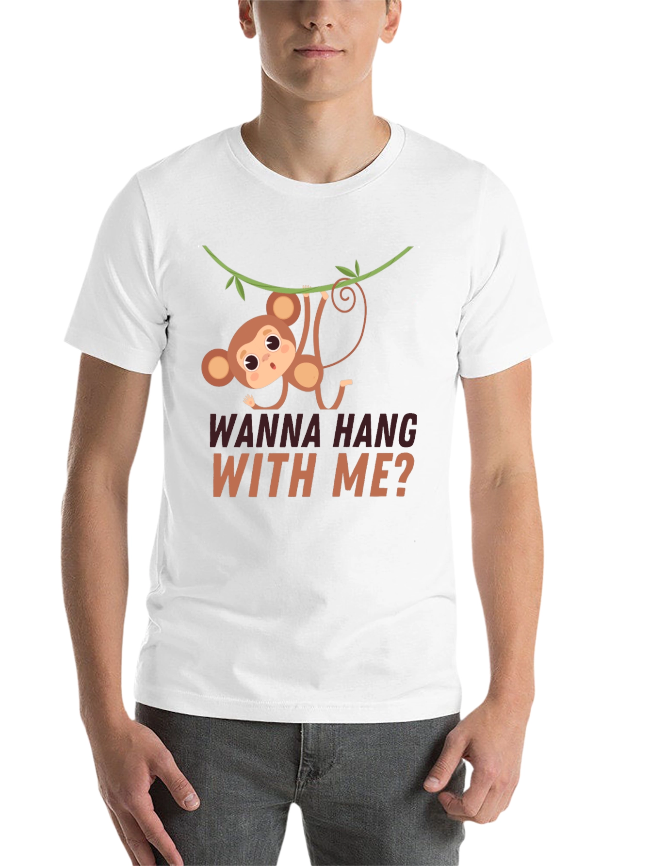 Funny Monkey Hanging T-Shirt - Wanna Hang With Me?