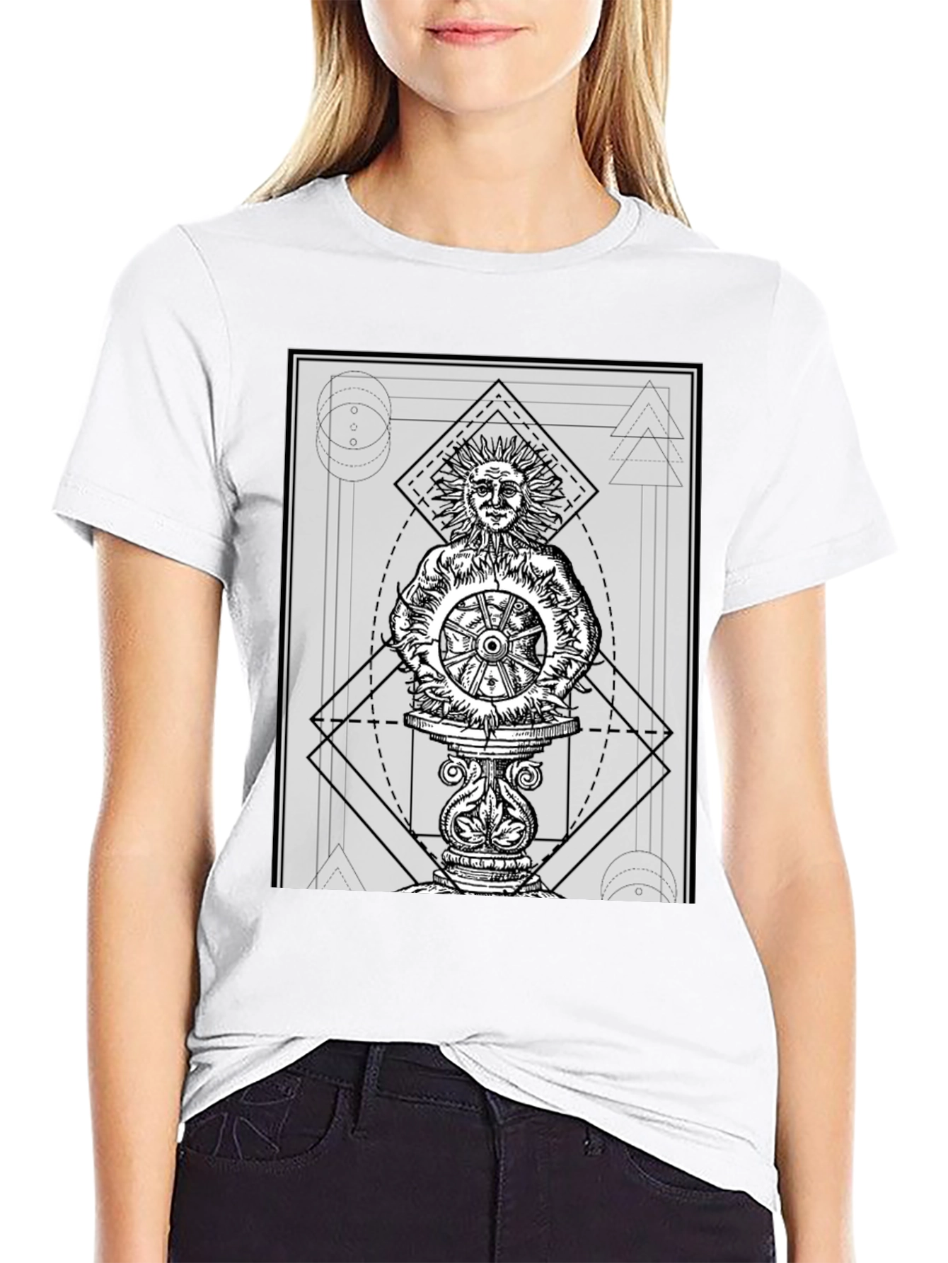 Sun Wheel Graphic Tee - Black Cotton
