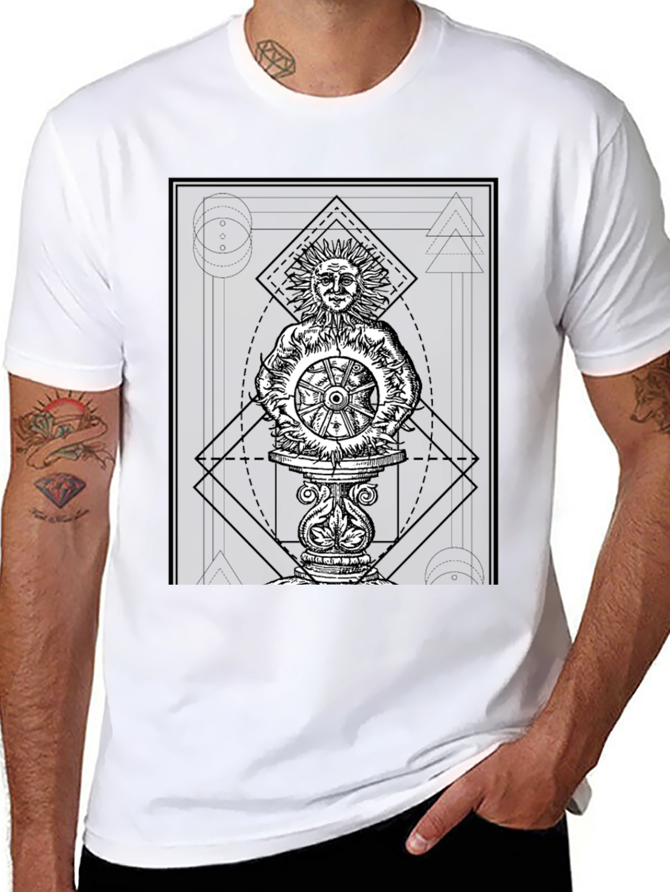 Sun Wheel Graphic Tee - Black Cotton