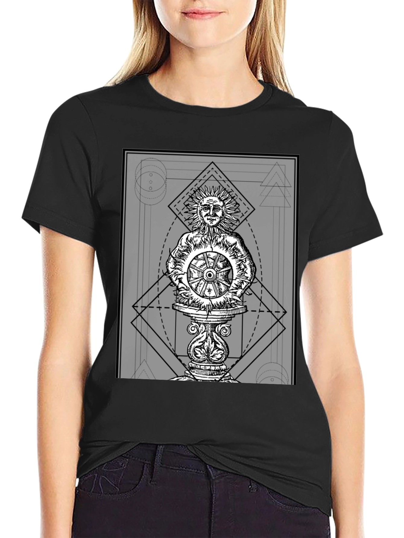 Sun Wheel Graphic Tee - Black Cotton
